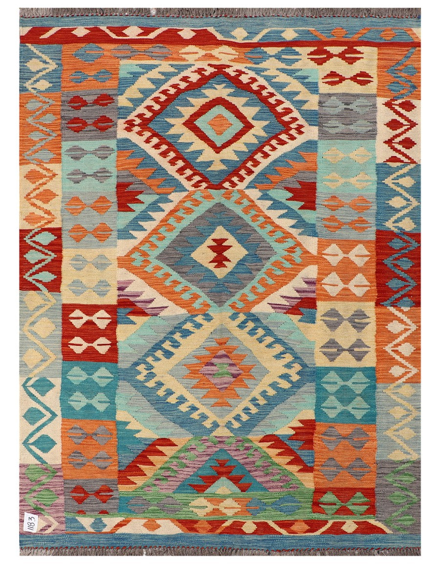 Maimana Afghanistan Kilim Rug - 194 x143 cm