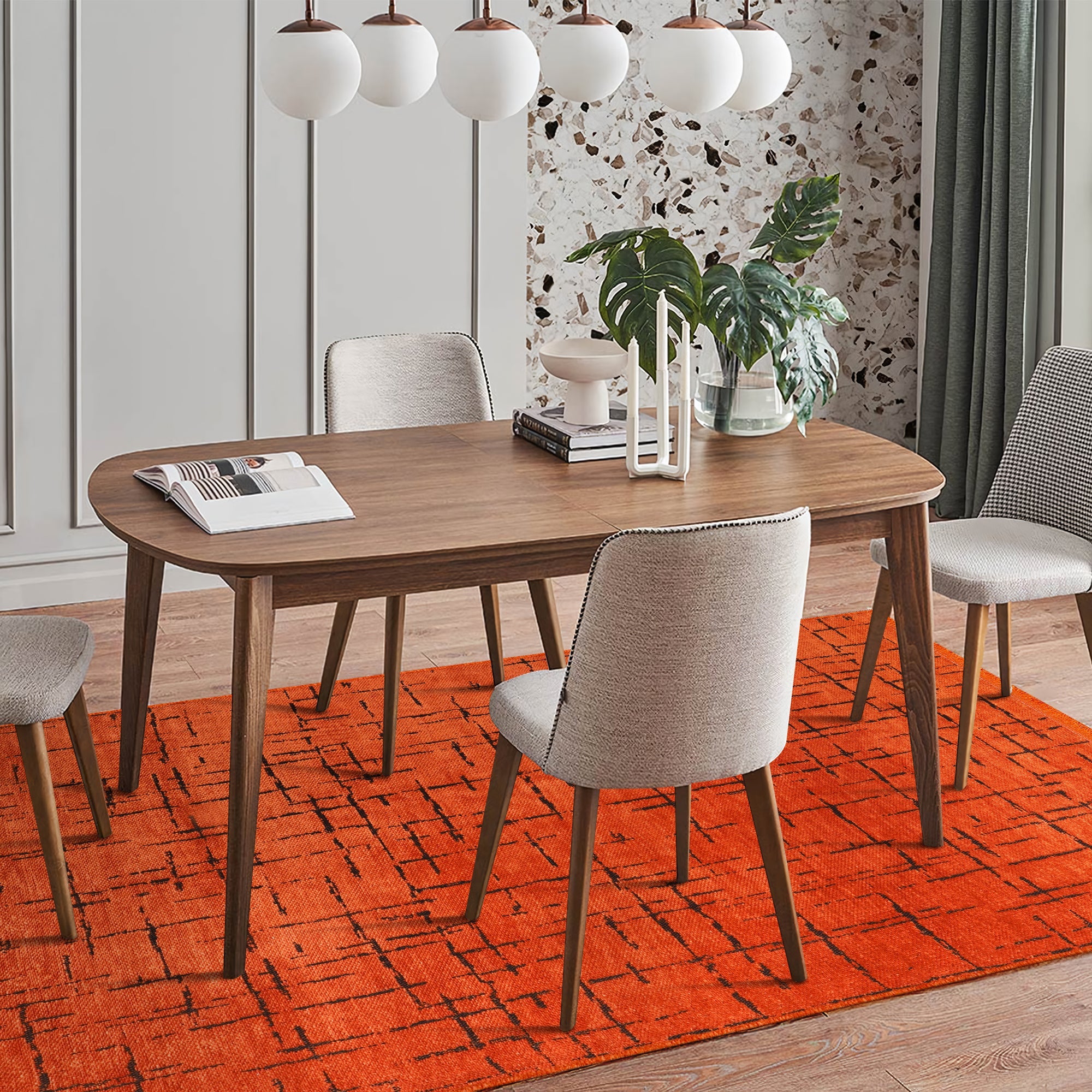 Netline Home Machine Washable Rug NT201 – ORANGE Soft Chenille