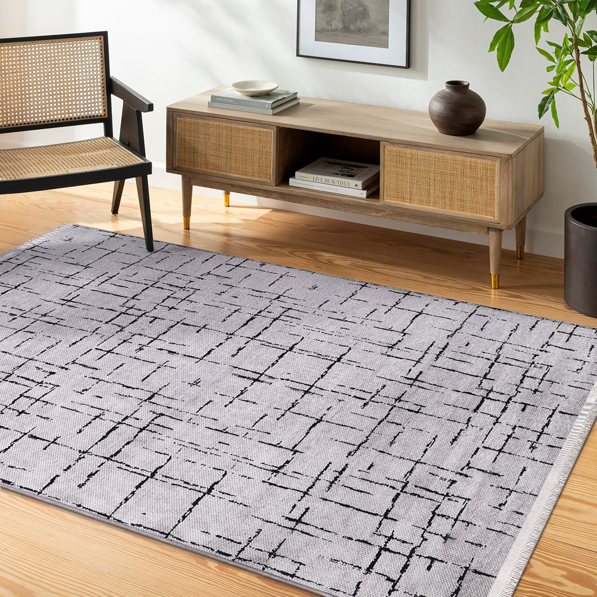 Netline Home Machine Washable Rug NT201 – GRAY Soft Chenille