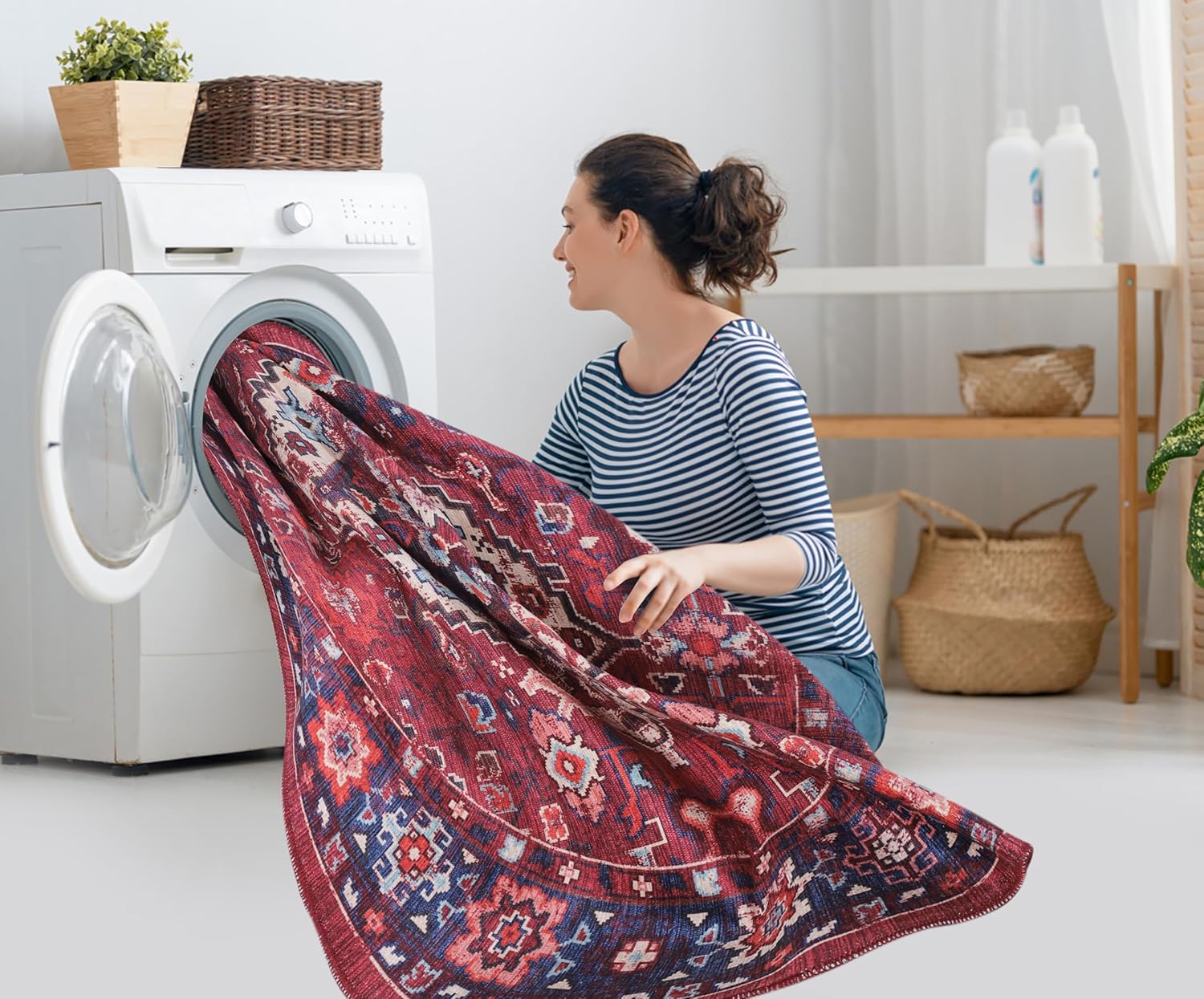 Netline Home Rugs Depot Geometric Black & White Patchwork Washable Rug Design 1307