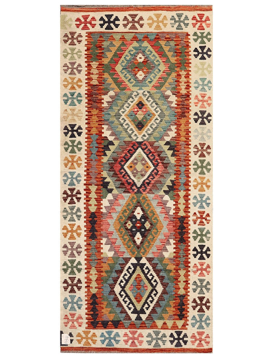 Maimana Afghanistan Kilim Rug - 196 x89 cm