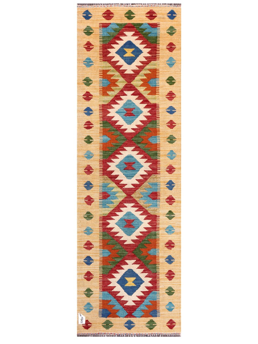 Maimana Afghanistan Kilim Rug - 203 x65 cm