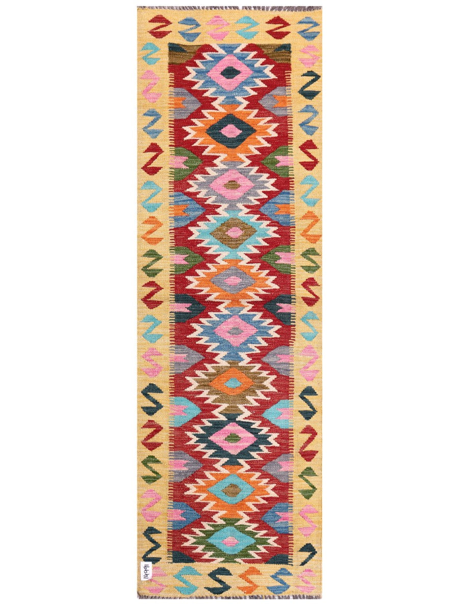 Maimana Afghanistan Kilim Rug - 203 x65 cm