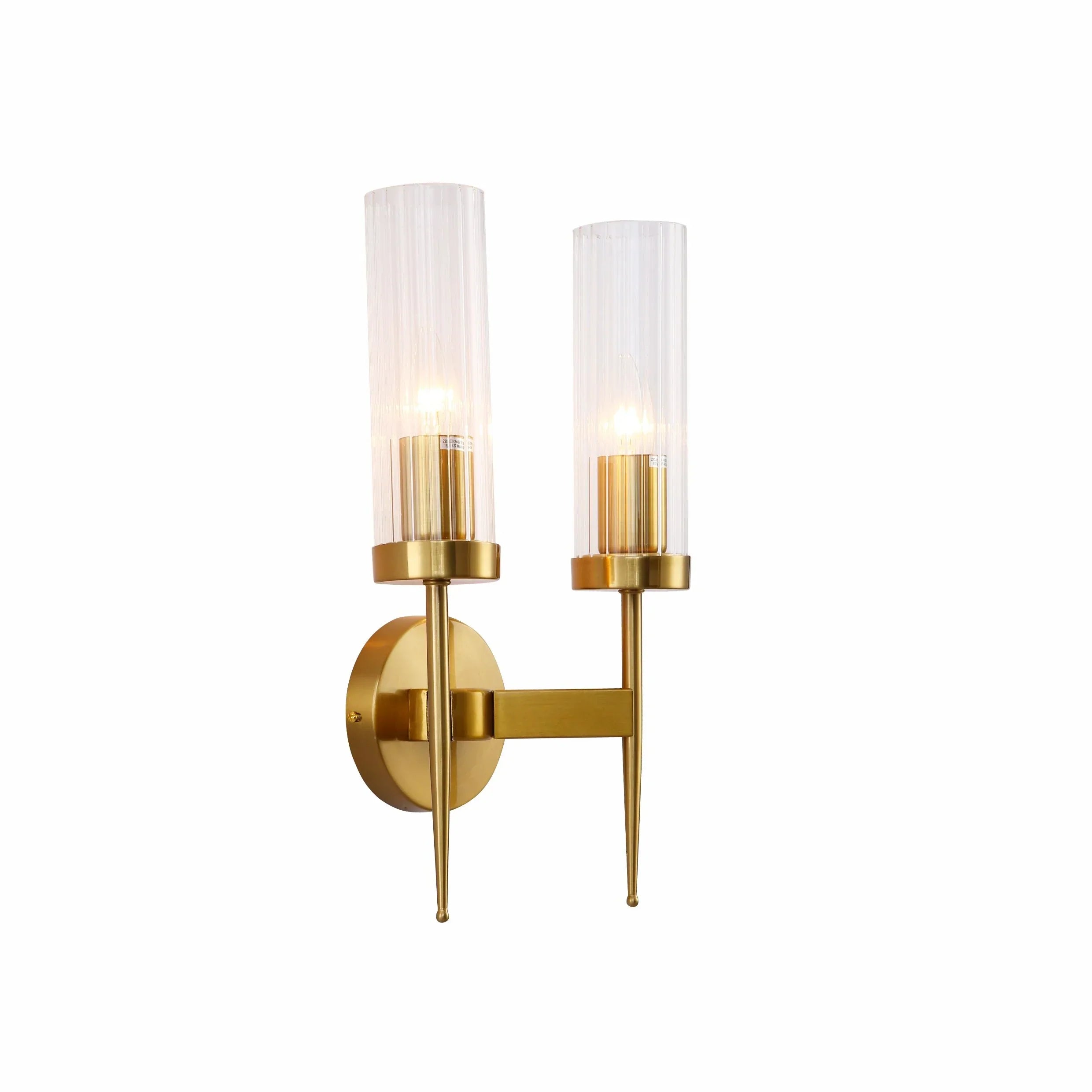 Gold aluminium bronze or black clear reeded cylinder glass wall sconce light with fluted design by Joseph Fonteyn for Netline Home Interior