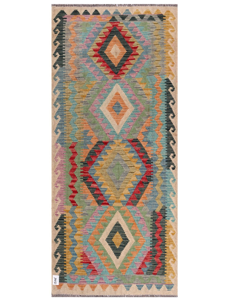 Maimana Afghanistan Kilim Rug - 199 x88 cm