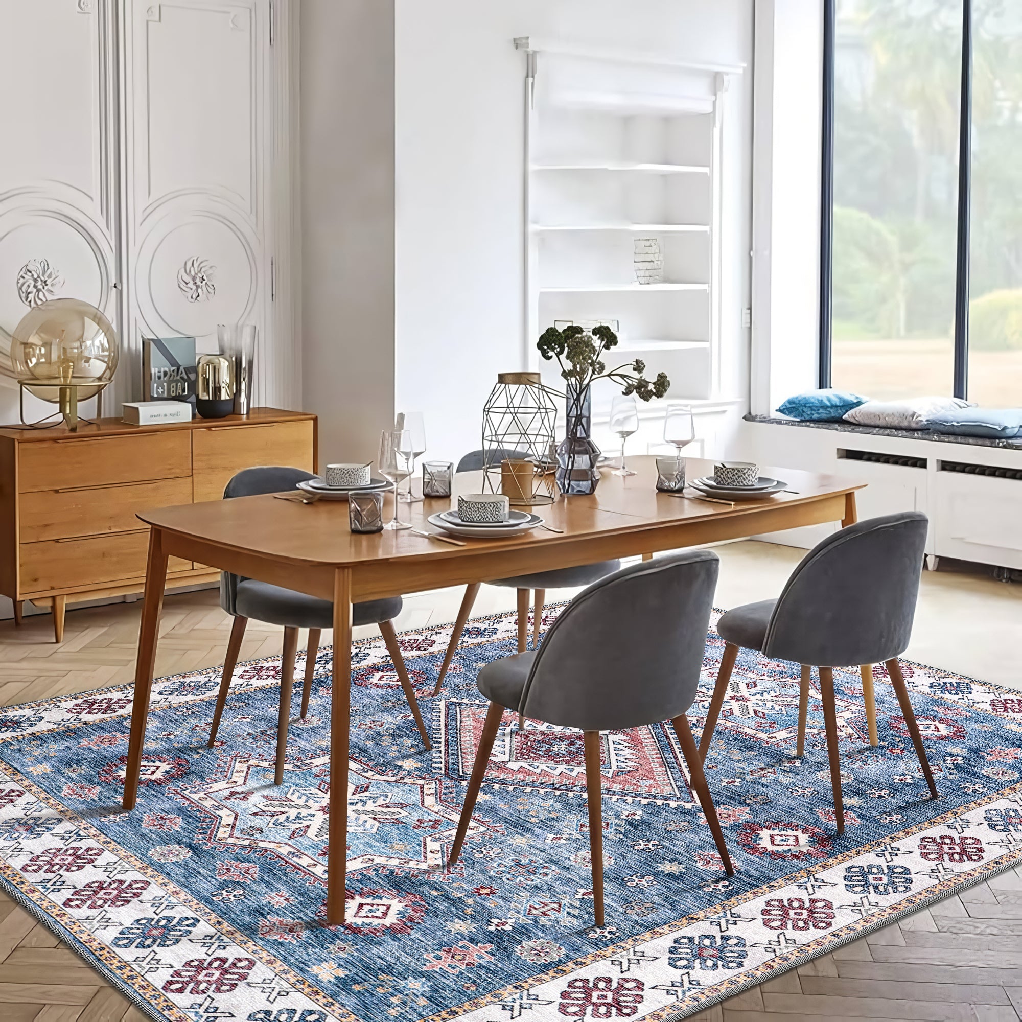 Netline Home Rugs Depot - Tribal Multicolor Geometric Washable Rug, Design NL1016