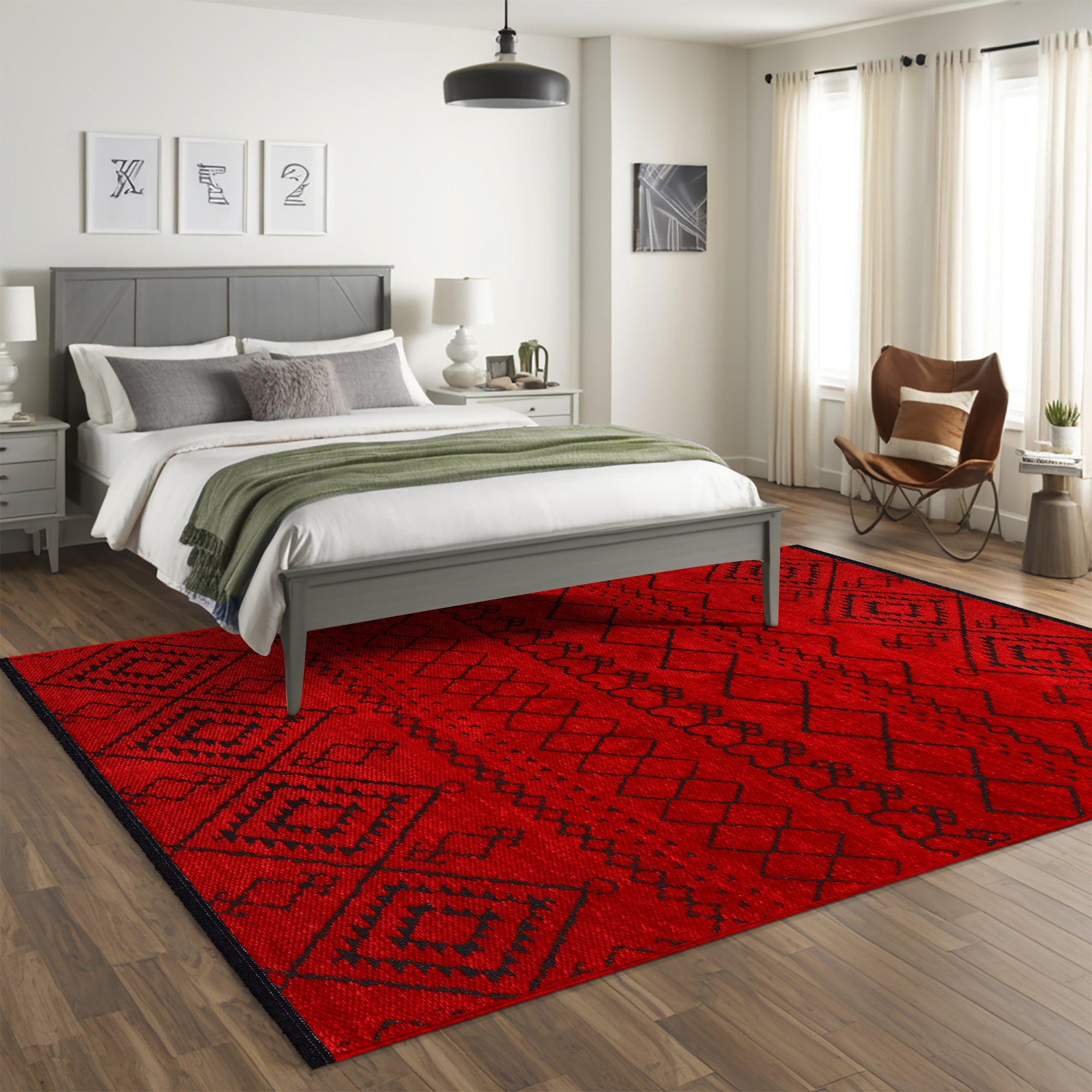 Netline Home Machine Washable Rug RW1801 – RED Soft Chenille