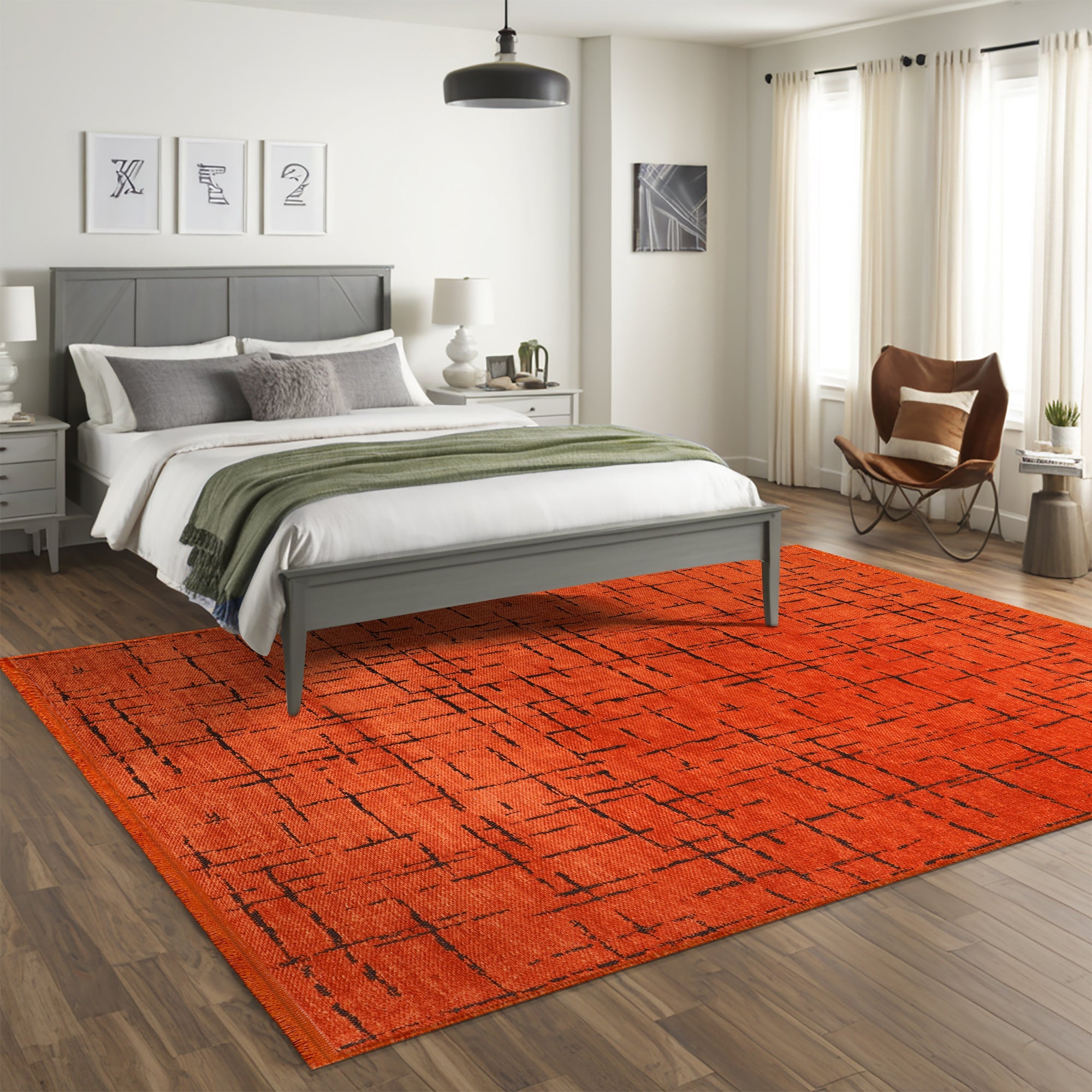 Netline Home Machine Washable Rug NT201 – ORANGE Soft Chenille
