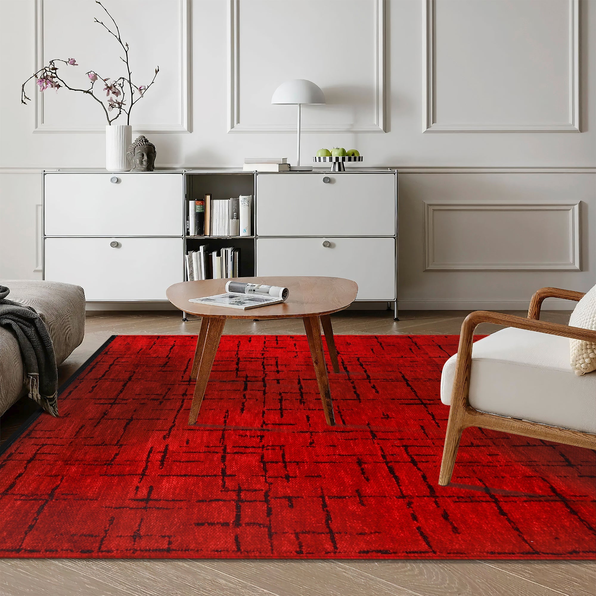 Netline Home Machine Washable Rug NT201 – RED Soft Chenille
