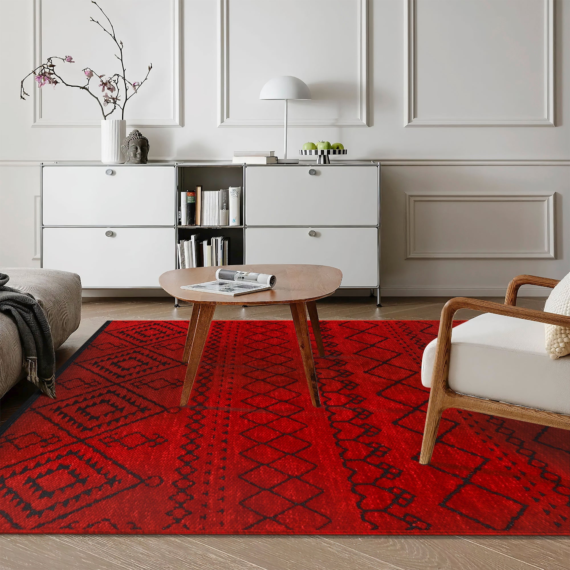 Netline Home Machine Washable Rug RW1801 – RED Soft Chenille