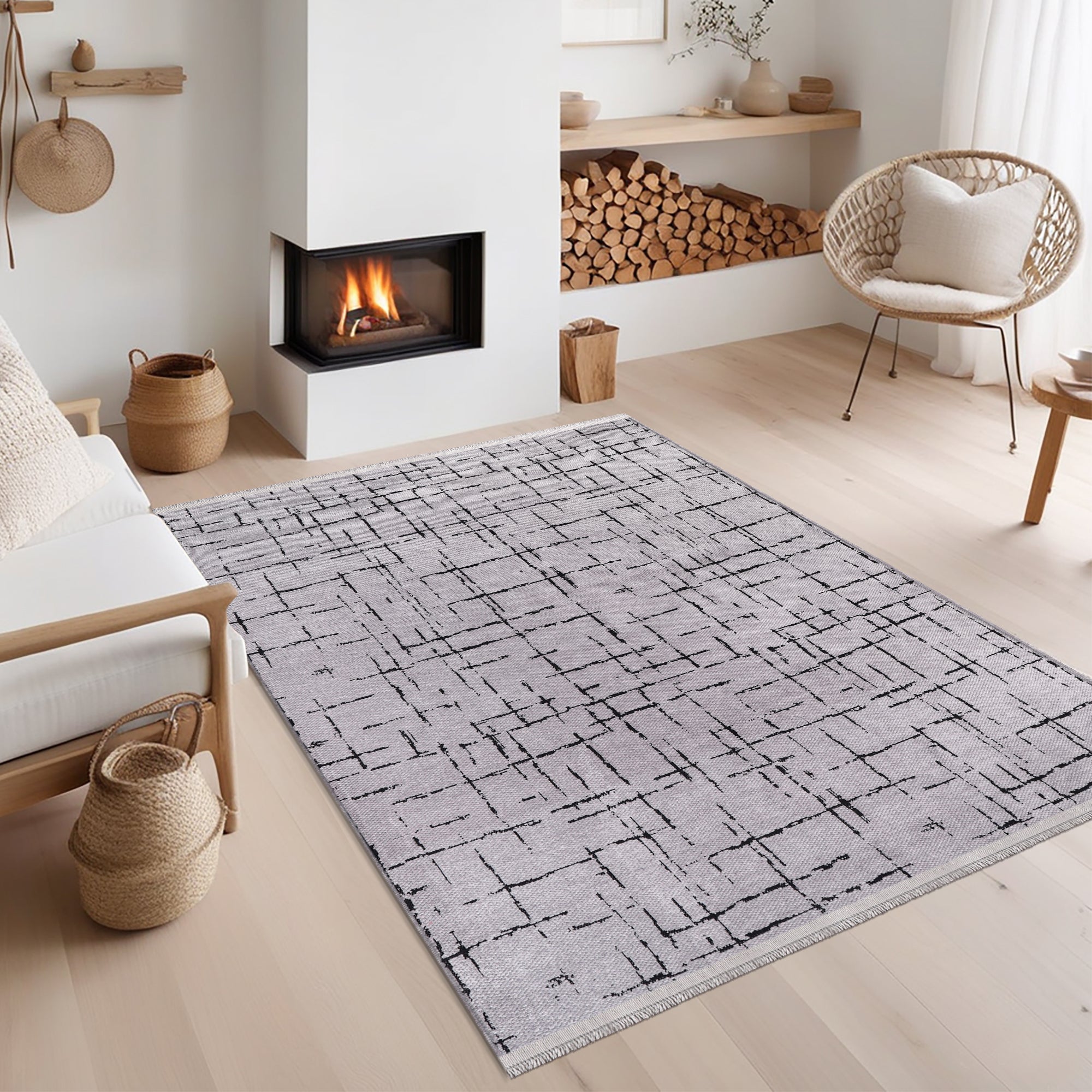 Netline Home Machine Washable Rug NT201 – GRAY Soft Chenille