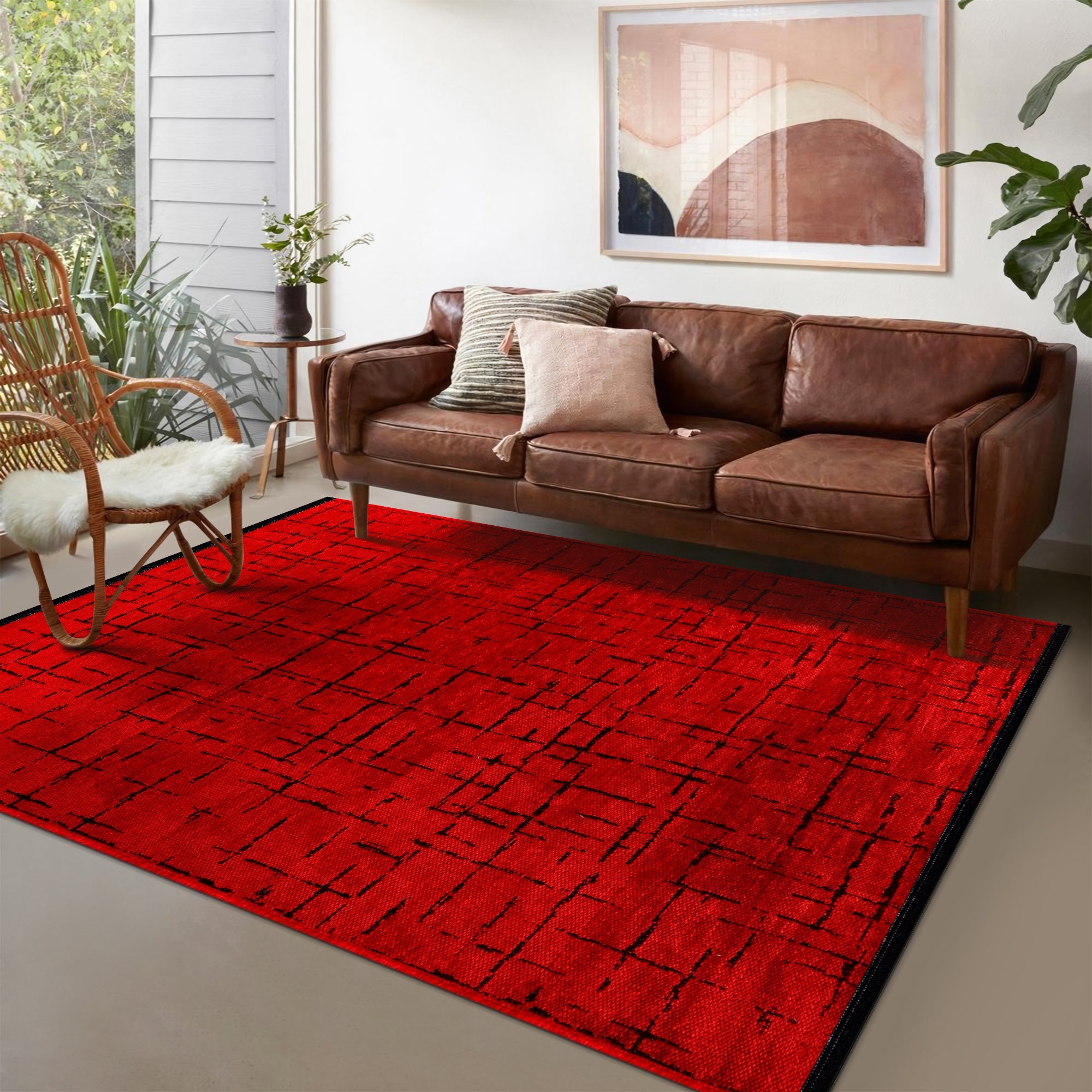 Netline Home Machine Washable Rug NT201 – RED Soft Chenille