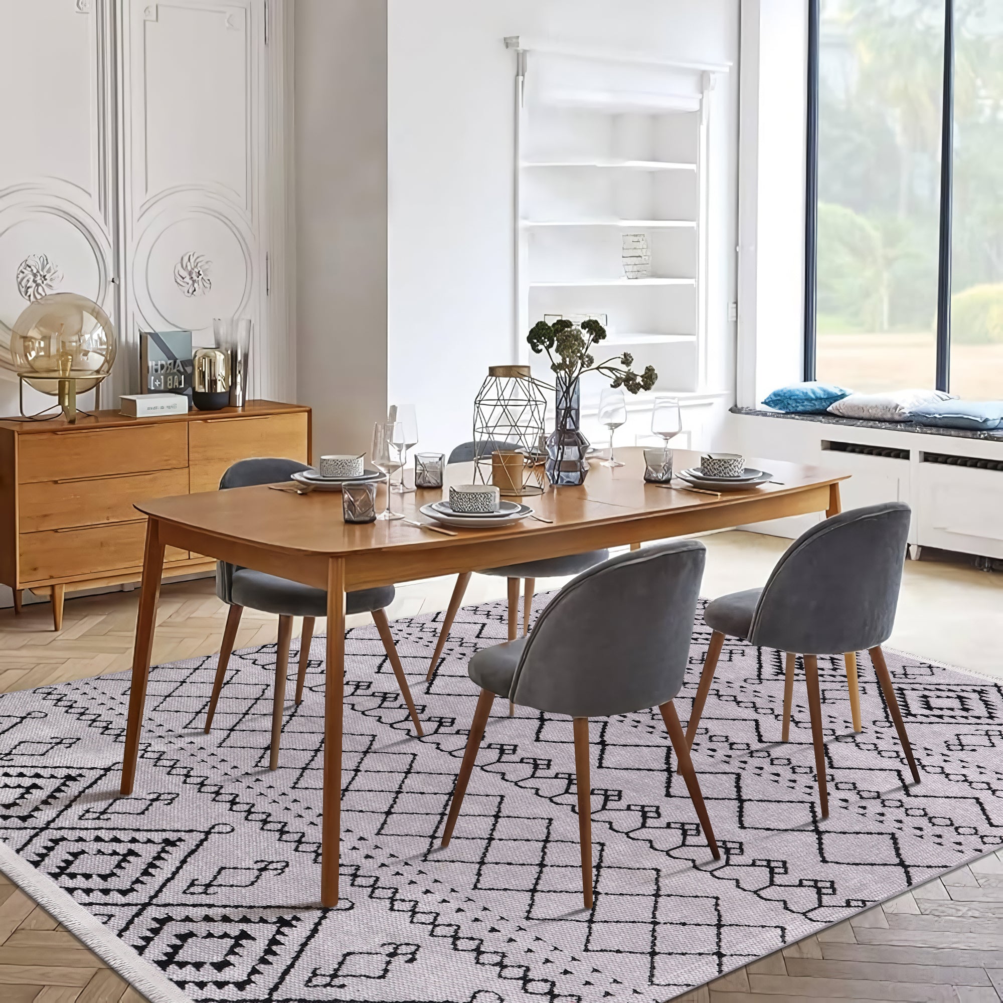 Netline Home Machine Washable Rug RW1801 – GRAY Soft Chenille