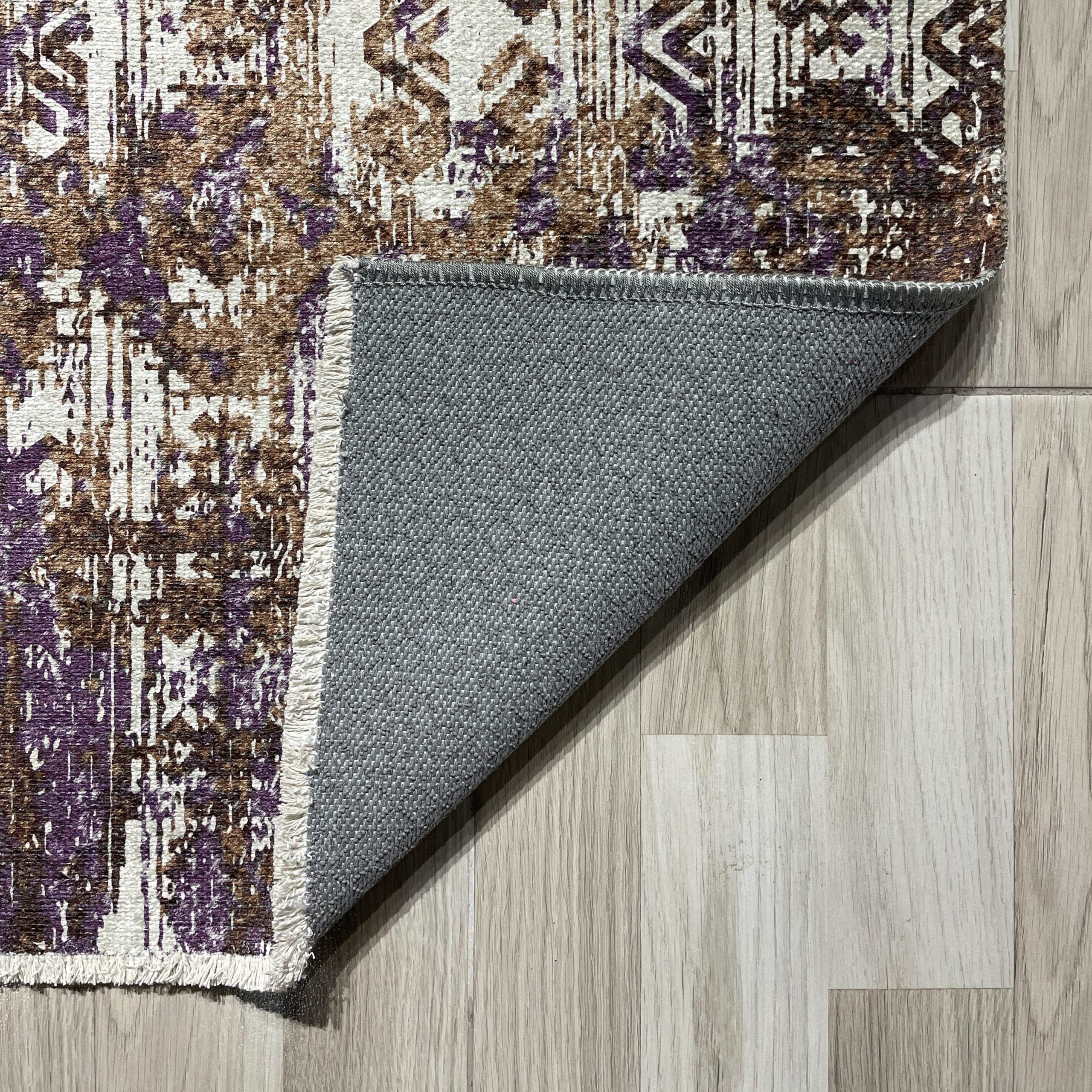 Netline Home Lilac Purple Ethnic Machine Washable Chenille Rug Design NH7041 - Gallery Image 3 - Netline Home