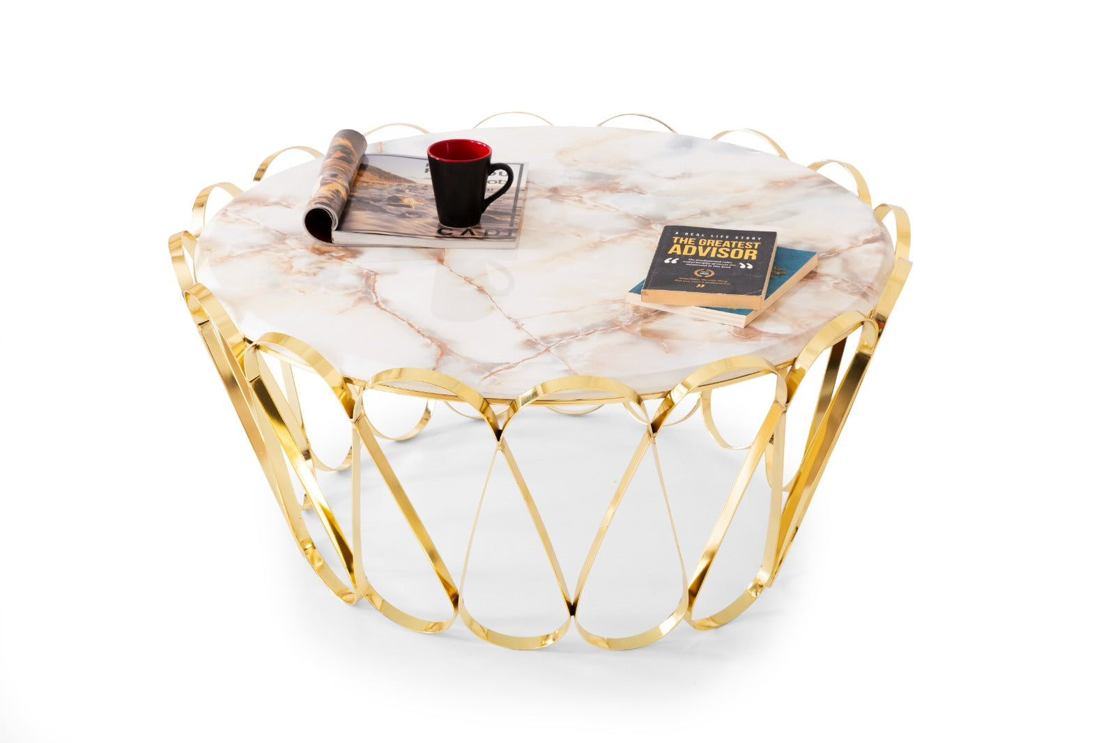 Netline Home Interior Crown Coffee Table, stylish wooden living room accent with a smooth surface and modern design.