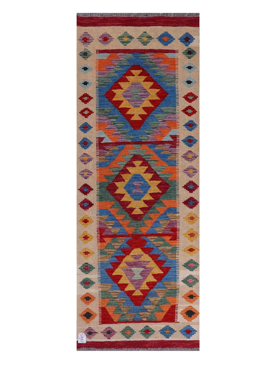 Maimana Afghanistan Kilim Rug - 200 x73 cm