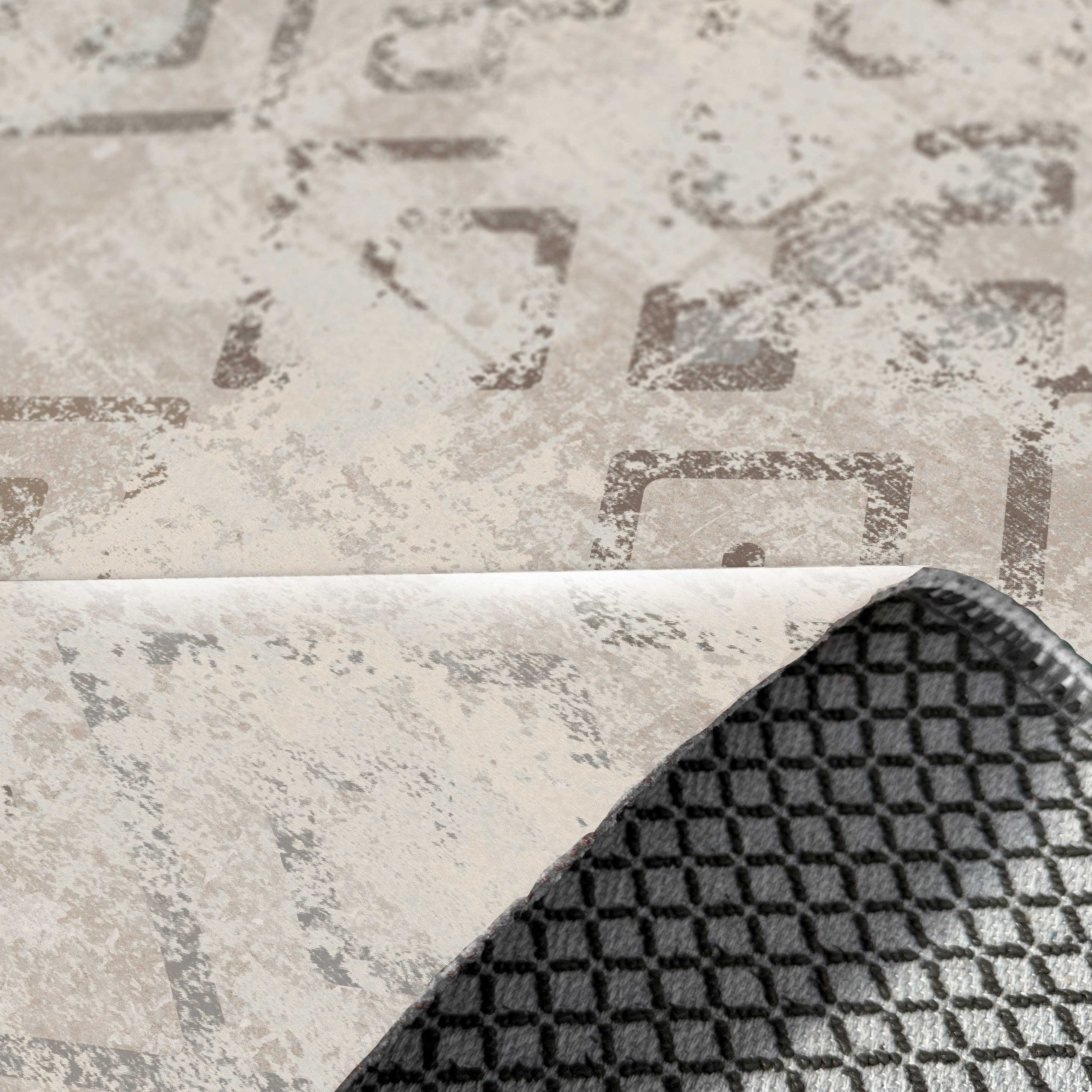 Netline Home Mink Brown Geometric Modern Kitchen Vintage Machine Washable Chenille Rug Design NH7161 - Gallery Image 4 - Netline Home