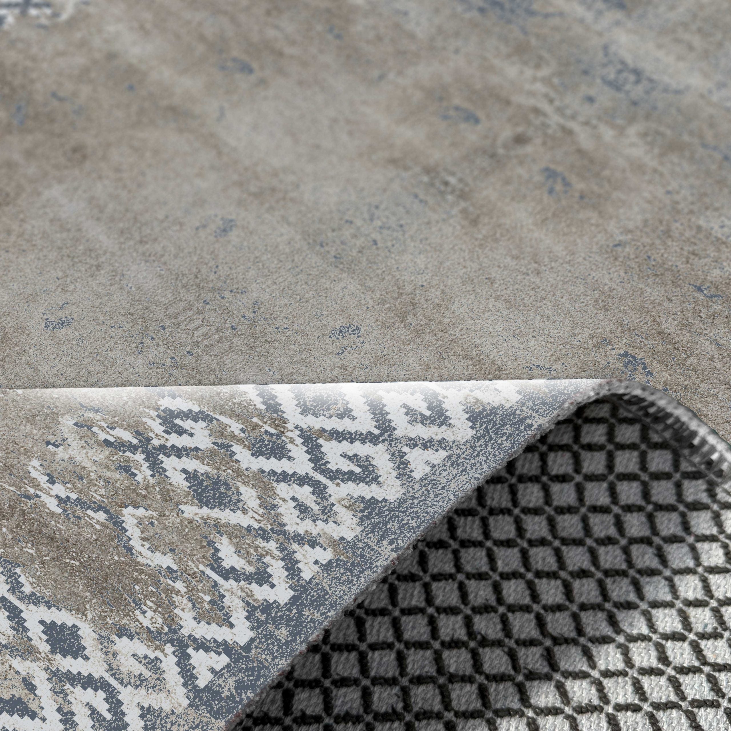 Netline Home Blue Navy Geometric Modern Kitchen Machine Washable Chenille Rug Design 2206 - Gallery Image 5 - Netline Home