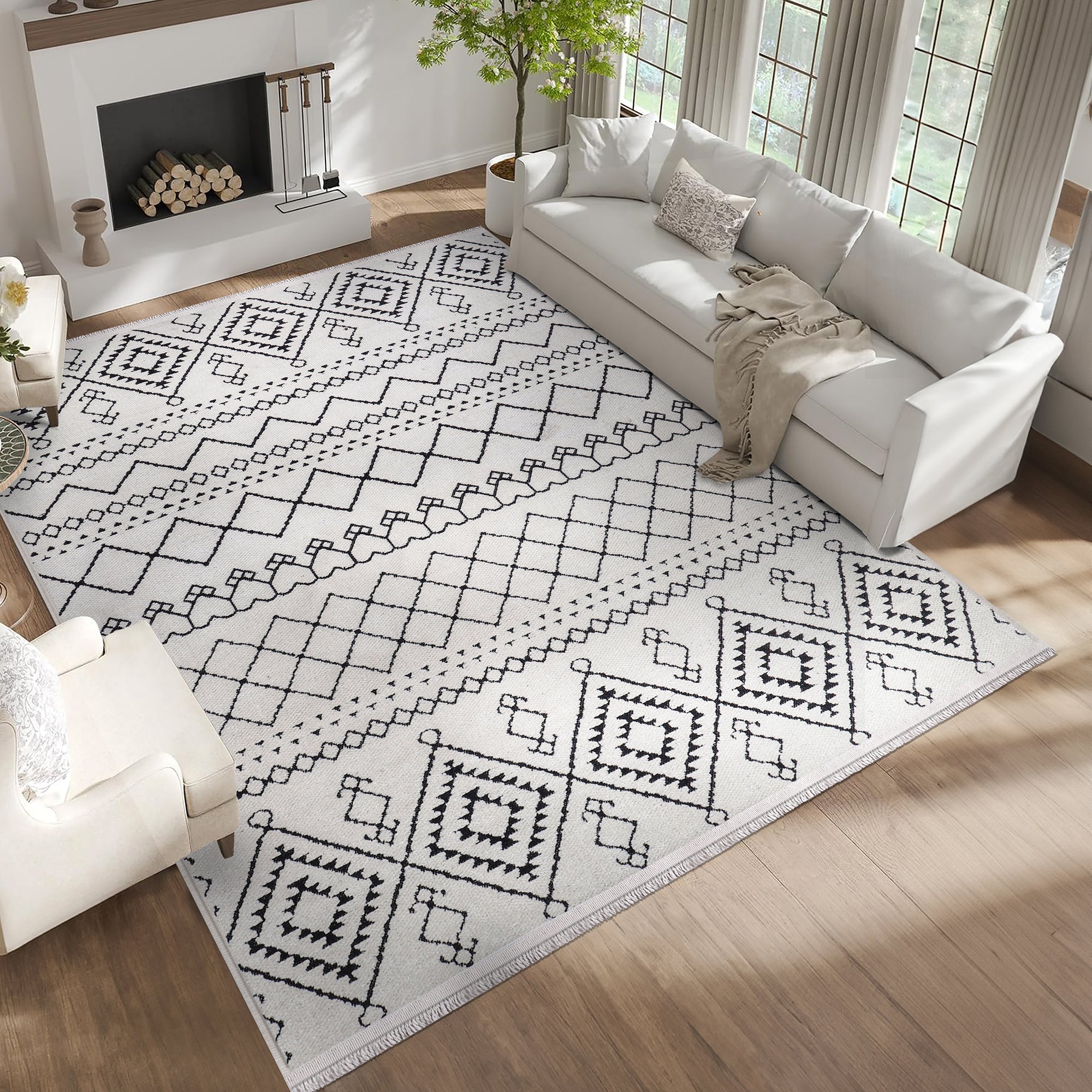 Netline Home Machine Washable Rug RW1801 – WHITE Soft Chenille
