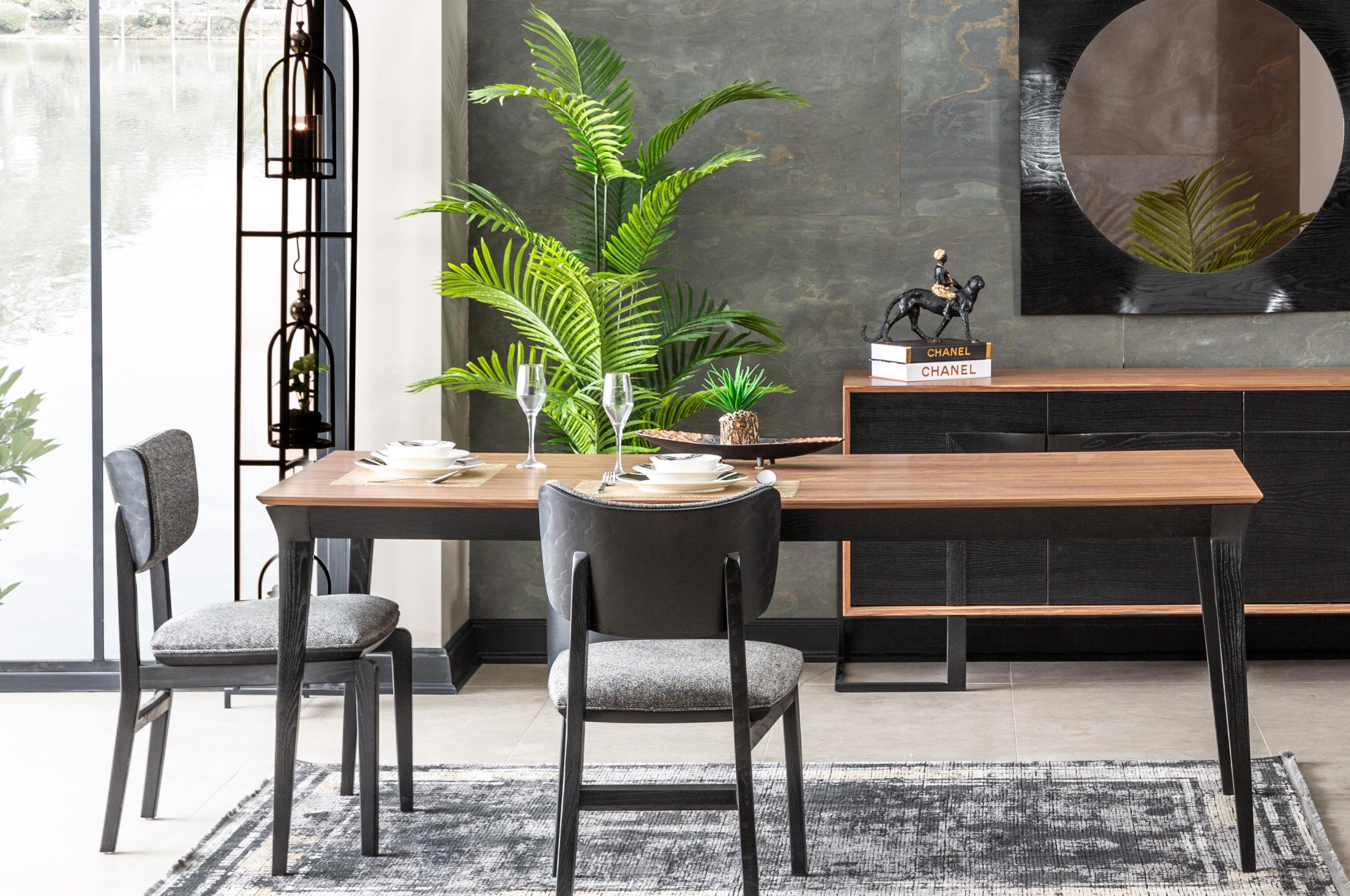 Modern Panamera Dining Table by Netline Home Interior, featuring sleek design and sturdy wooden tabletop for contemporary dining rooms.