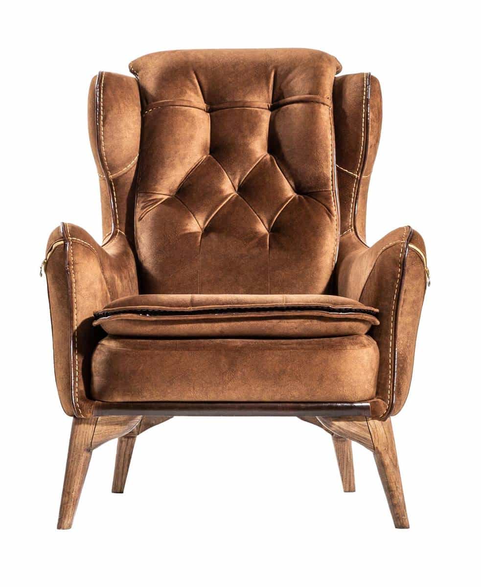 Netline Home Interior Lotus armchair featuring a comfortable, modern accent design with plush upholstery and stylish wooden legs.