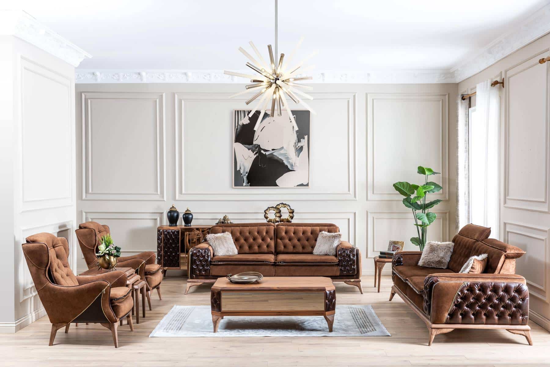 Modern Lotus sofa set by Netline Home Interior with plush cushions and contemporary design for stylish living room comfort.