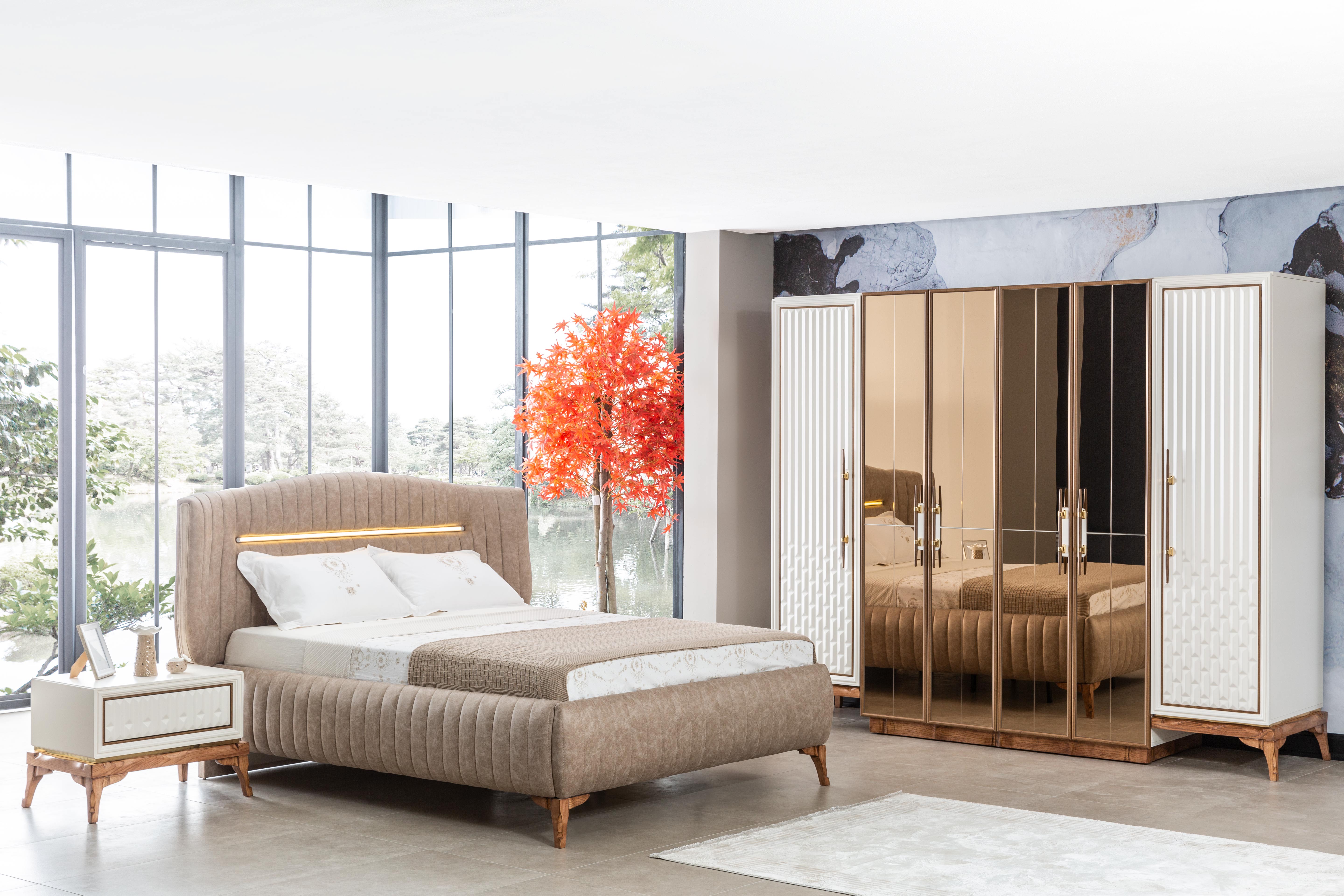 Netline Home Interior Tetra bedroom headboard and base set with modern design, providing support and style for a contemporary bedroom.