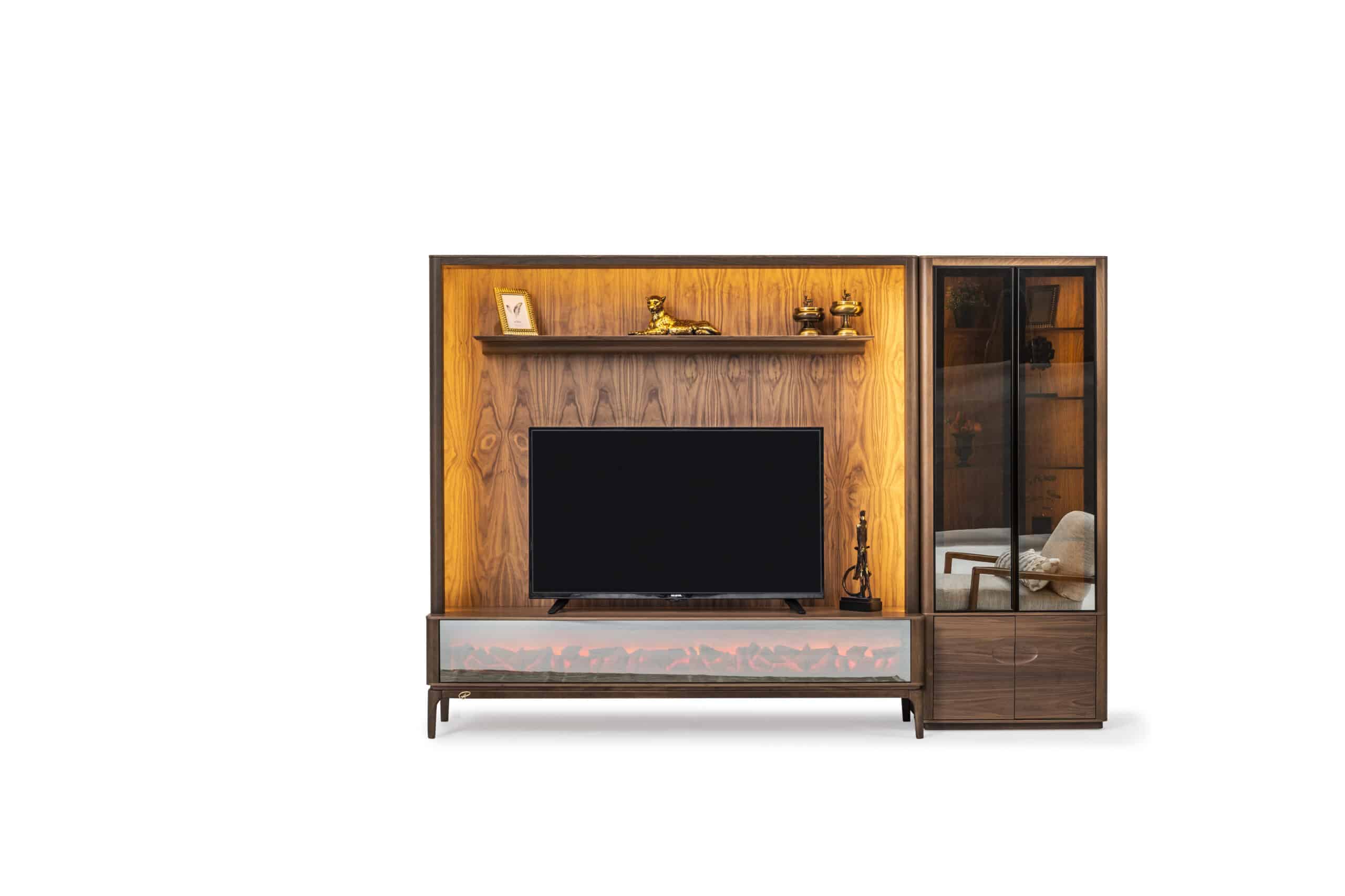 Contemporary Aston TV unit by Netline Home Interior with sleek media storage and modern design, shown in a stylish living room setting.