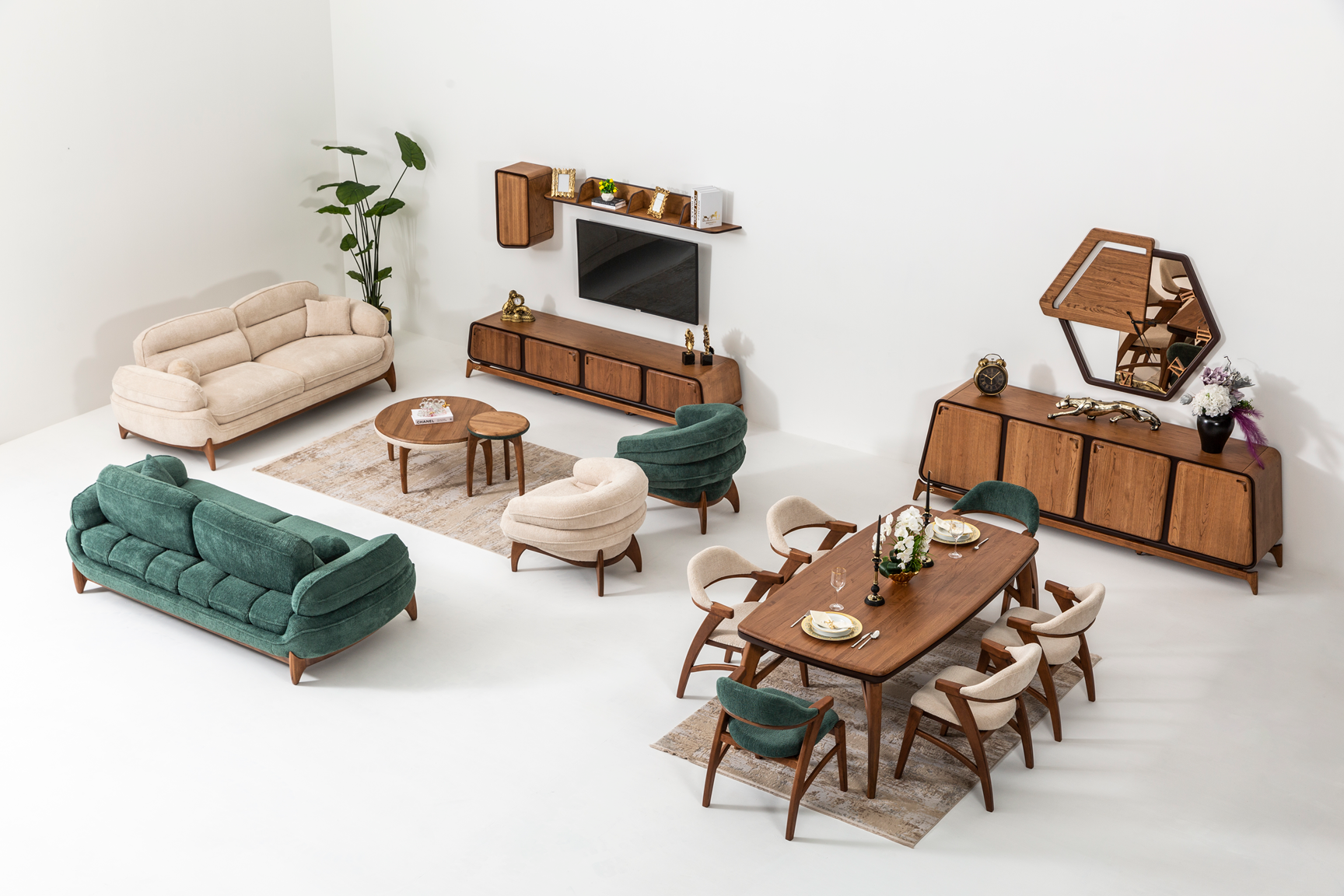 Modern Mustang sofa set by Netline Home Interior with plush cushions and sleek design for contemporary living room comfort.