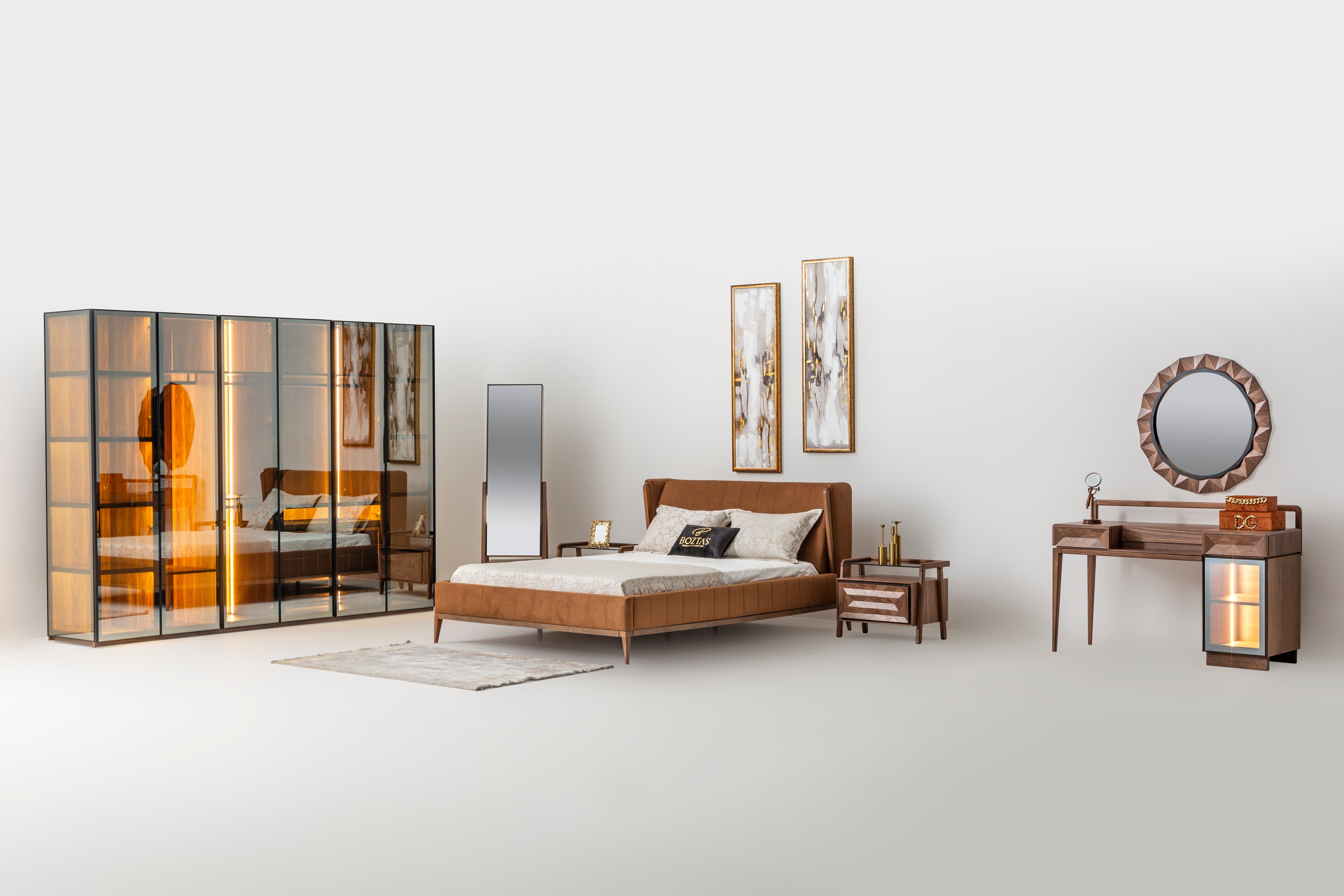 Maserati bedroom set by Netline Home Interior featuring a modern bed, matching nightstands, and stylish bedroom furniture.