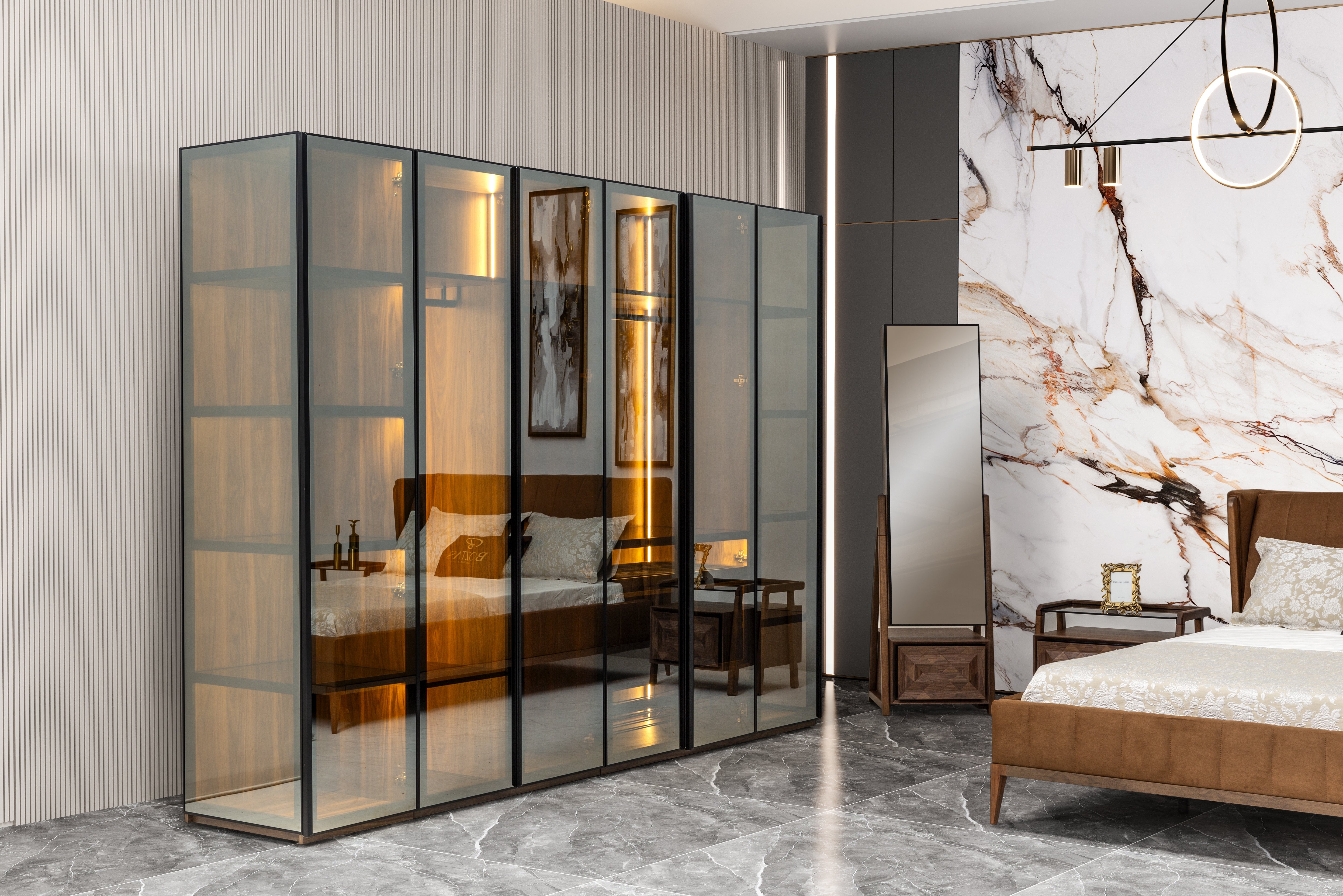 Maserati bedroom set by Netline Home Interior featuring a stylish bed, matching nightstands, and modern bedroom decor.