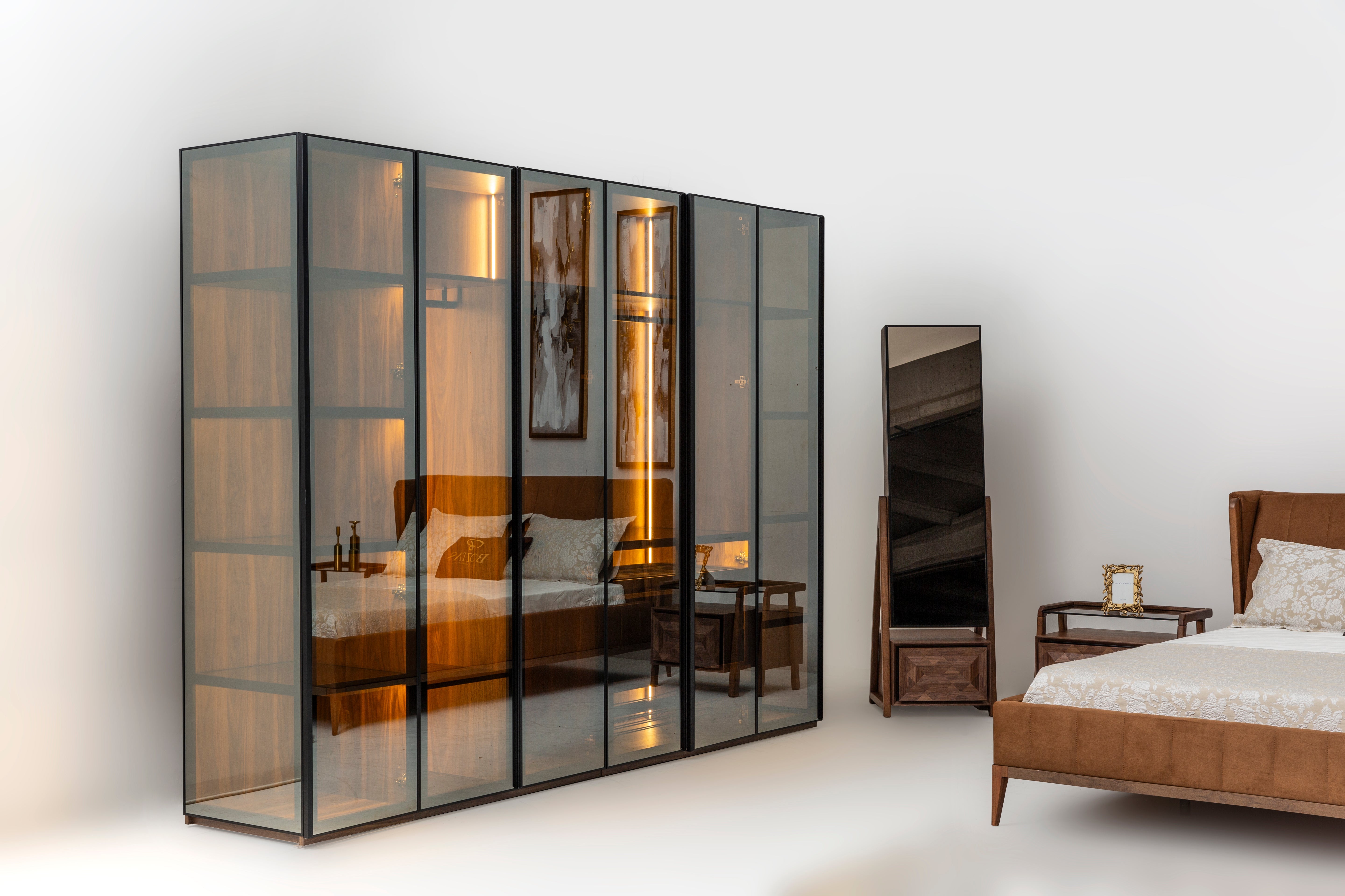 Maserati bedroom set with modern bed frame, matching nightstands, dresser, and stylish decor in a contemporary bedroom interior.