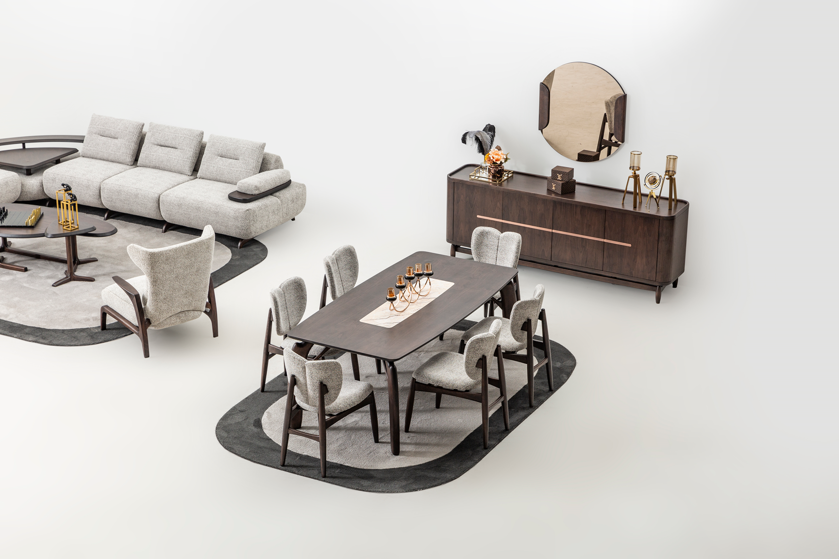 Stylish Camaro dining table with matching chairs from Netline Home Interior, perfect for family dining rooms.