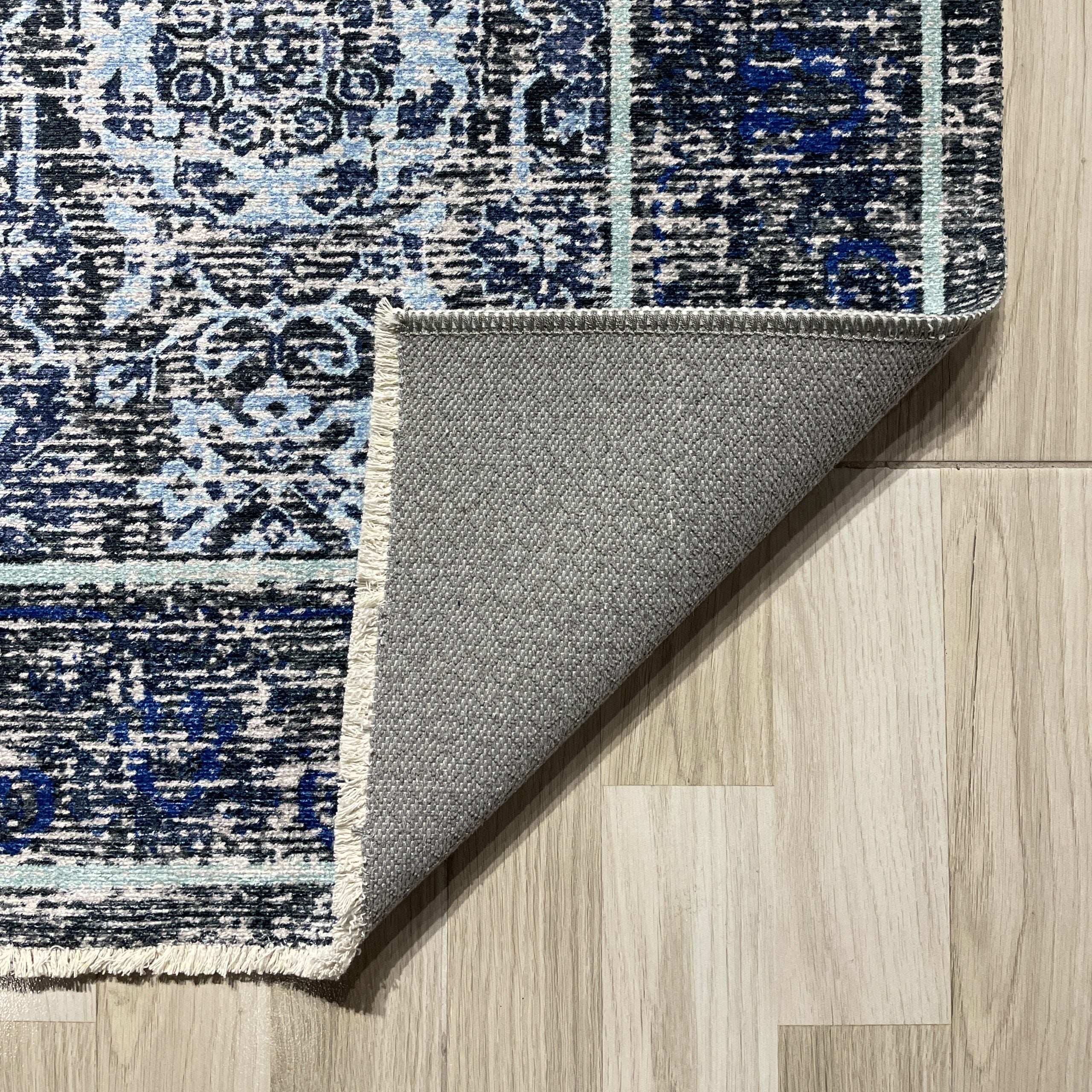 Netline Home Blue Navy Classic Vintage Machine Washable Chenille Rug Design NH7082 - Gallery Image 3 - Netline Home