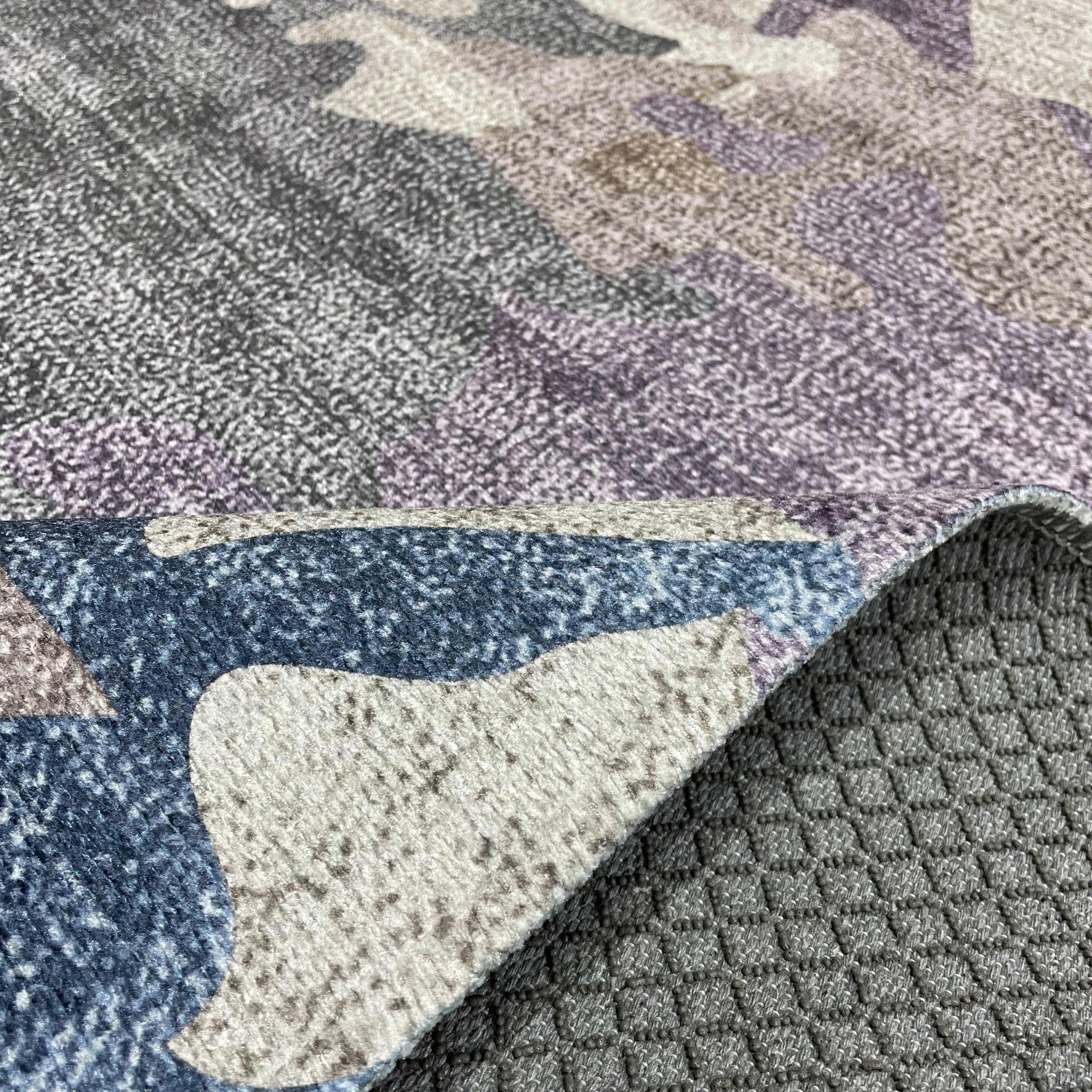 Netline Home Gray Silver Lilac Purple Modern Machine Washable Chenille Rug Design 2229-02 - Gallery Image 4 - Netline Home