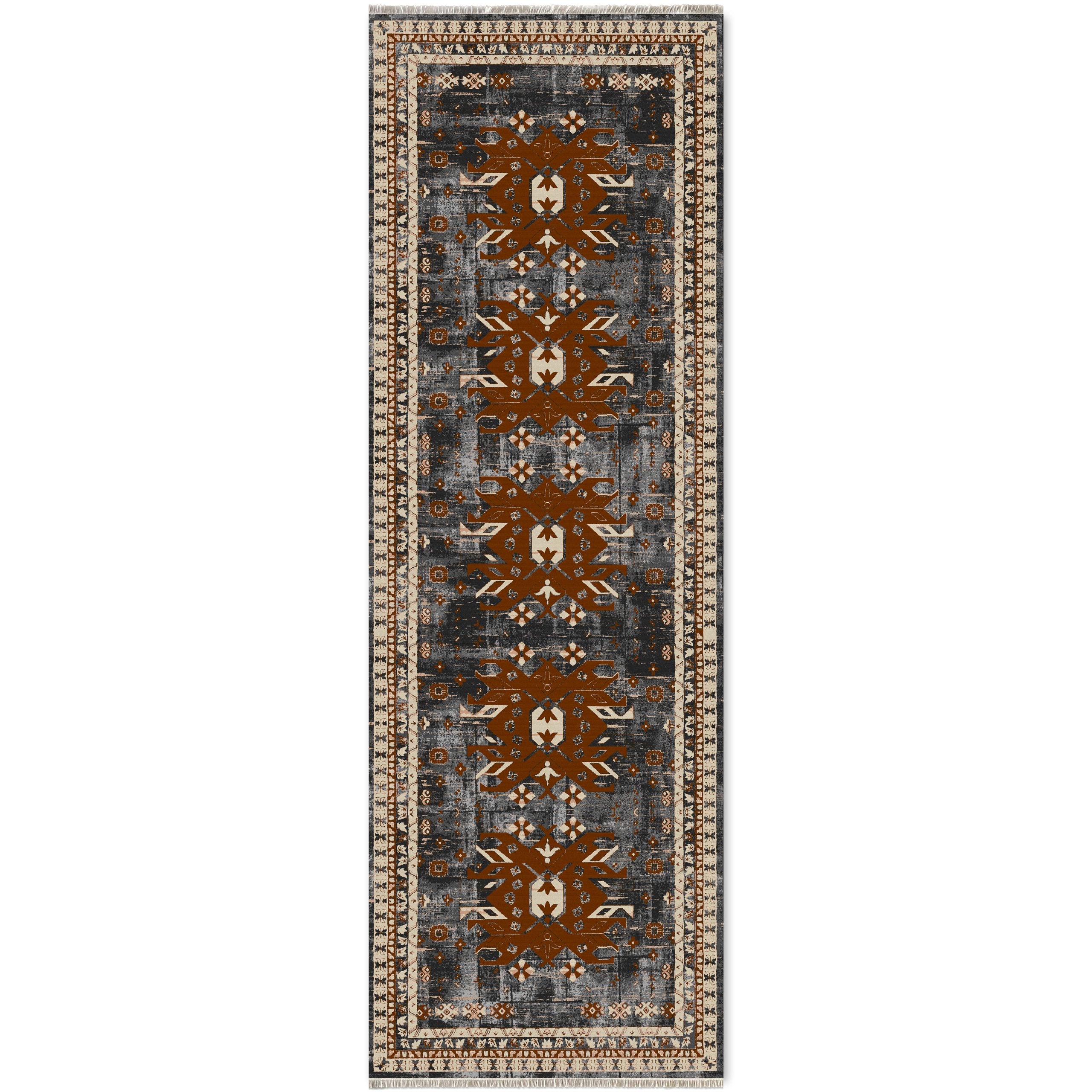 Netline Home Mink Brown Ethnic Classic Machine Washable Chenille Rug Design NH7084 - Gallery Image 6 - Netline Home