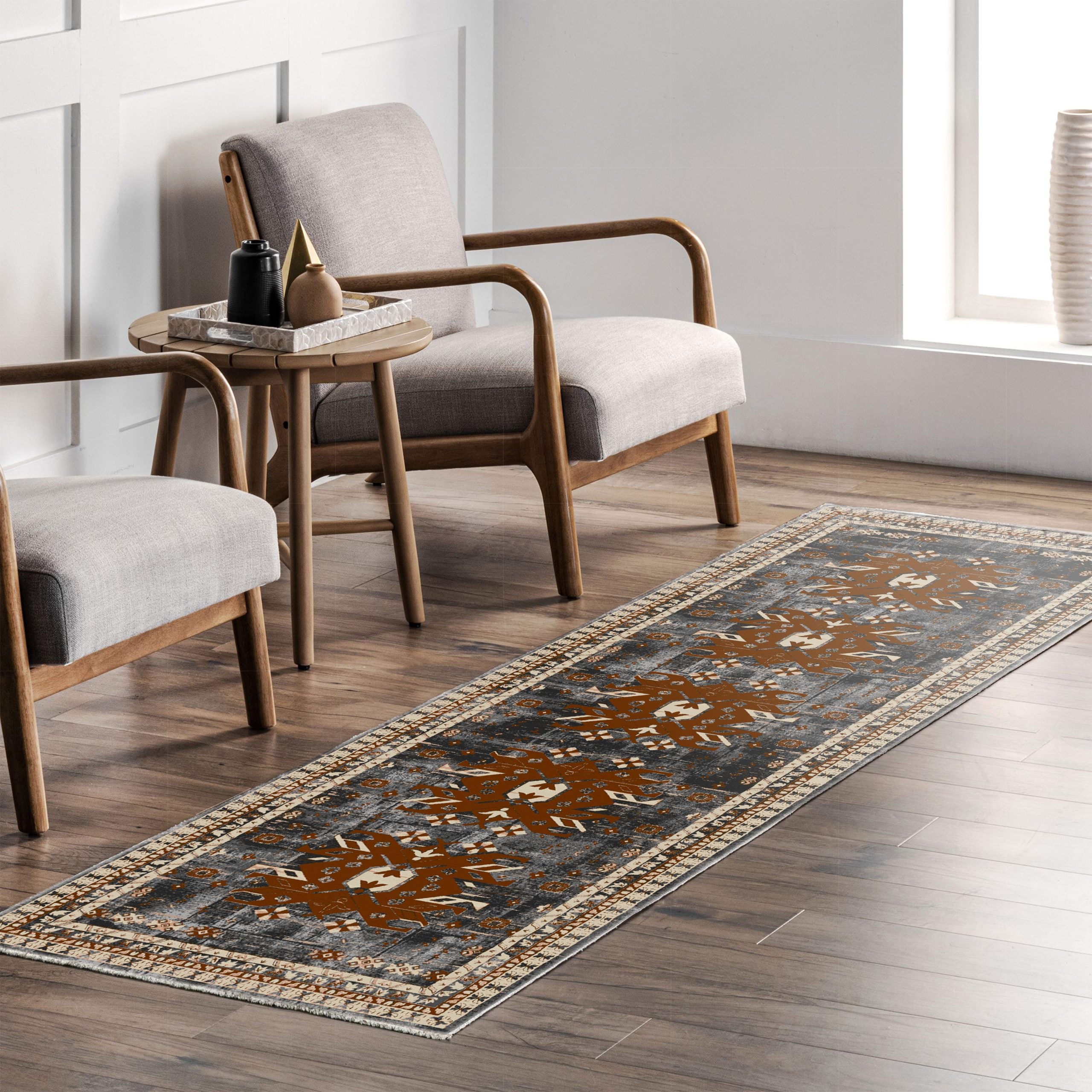 Netline Home Mink Brown Ethnic Classic Machine Washable Chenille Rug Design NH7084 - Gallery Image 7 - Netline Home