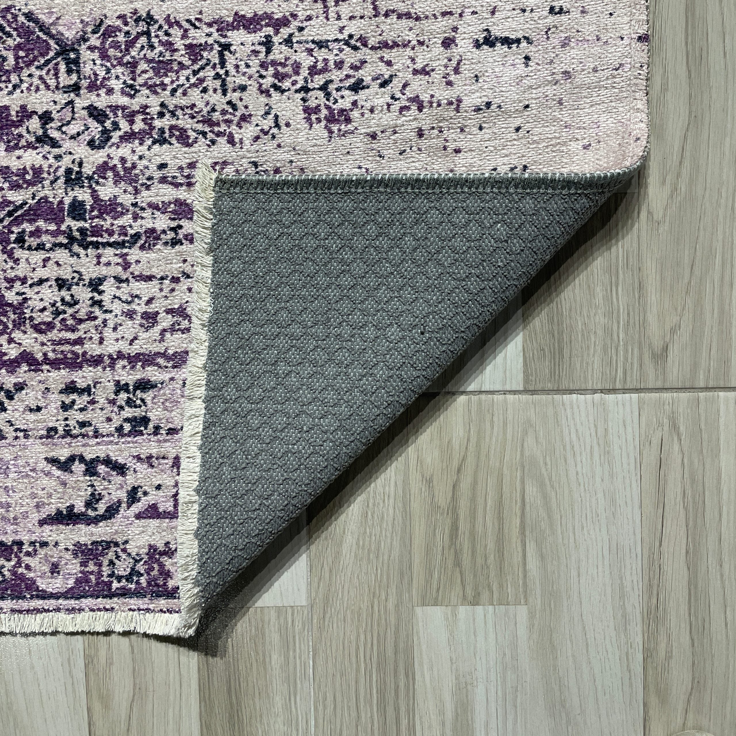 Netline Home Lilac Purple Vintage Machine Washable Chenille Rug Design NH7085 - Gallery Image 3 - Netline Home