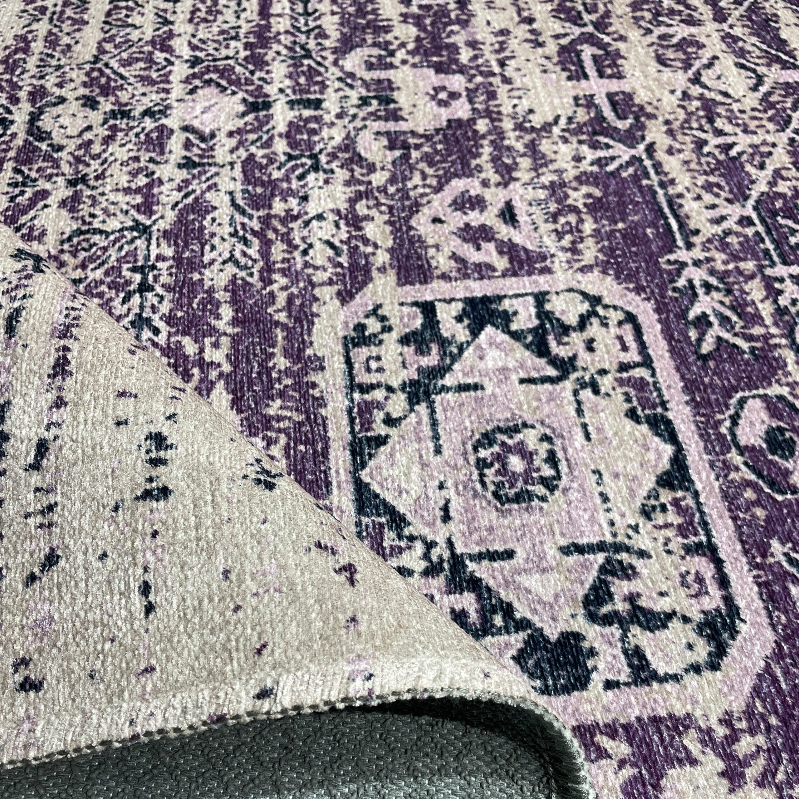 Netline Home Lilac Purple Vintage Machine Washable Chenille Rug Design NH7085 - Gallery Image 4 - Netline Home