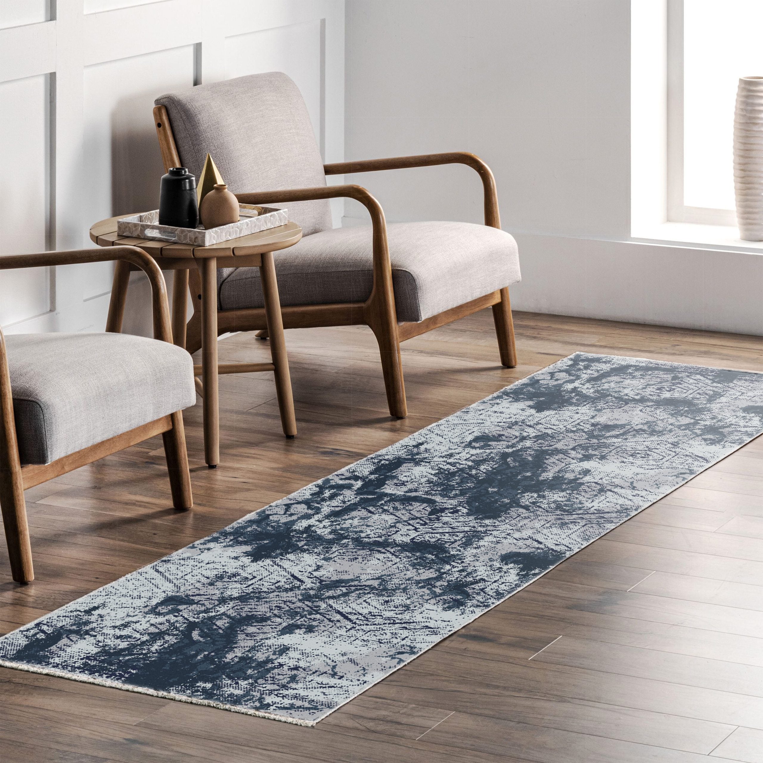Netline Home Blue Navy Modern Machine Washable Chenille Rug Design NH7087 - Gallery Image 7 - Netline Home