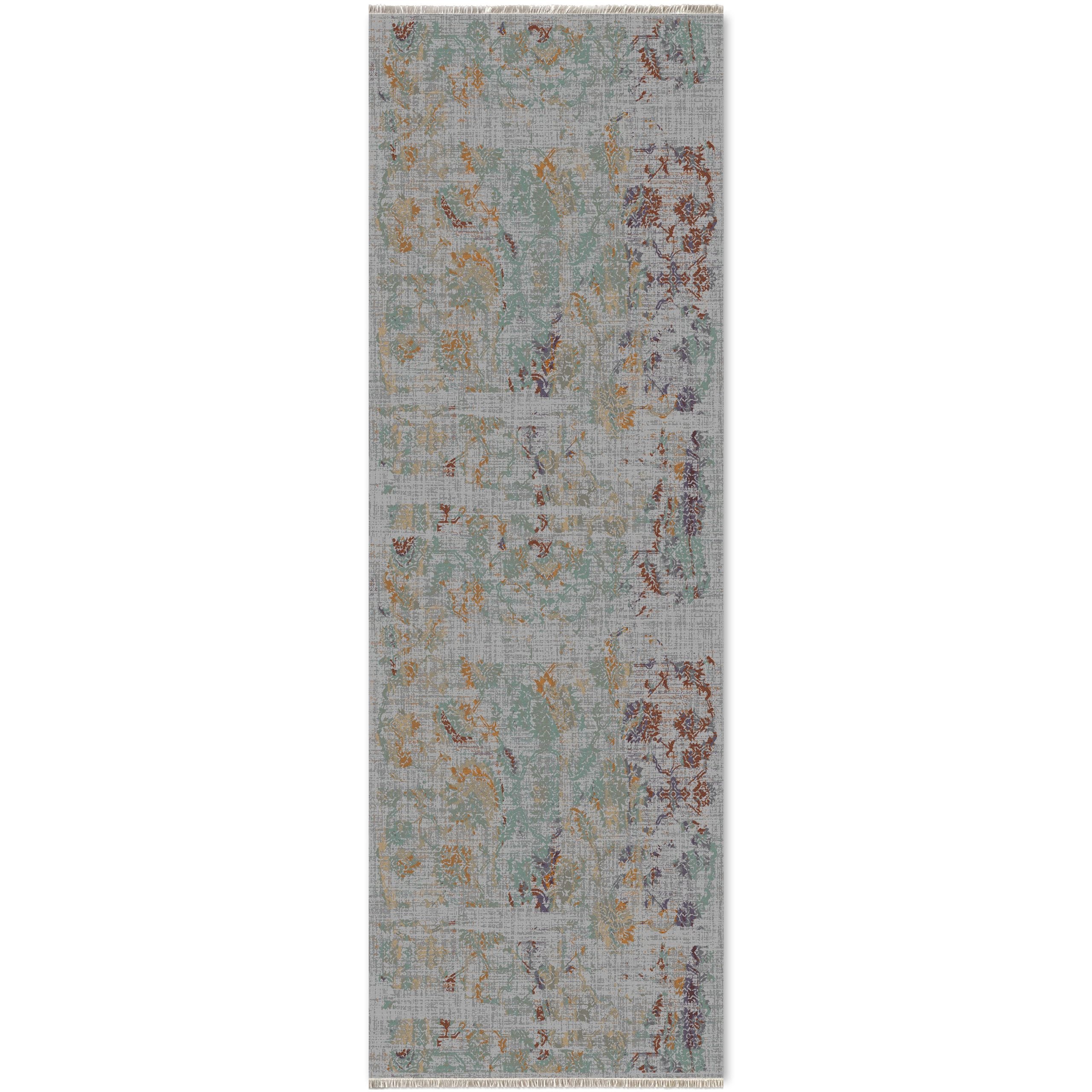Netline Home Gray Silver Green Khaki Modern Machine Washable Chenille Rug Design 2258-02 - Gallery Image 6 - Netline Home
