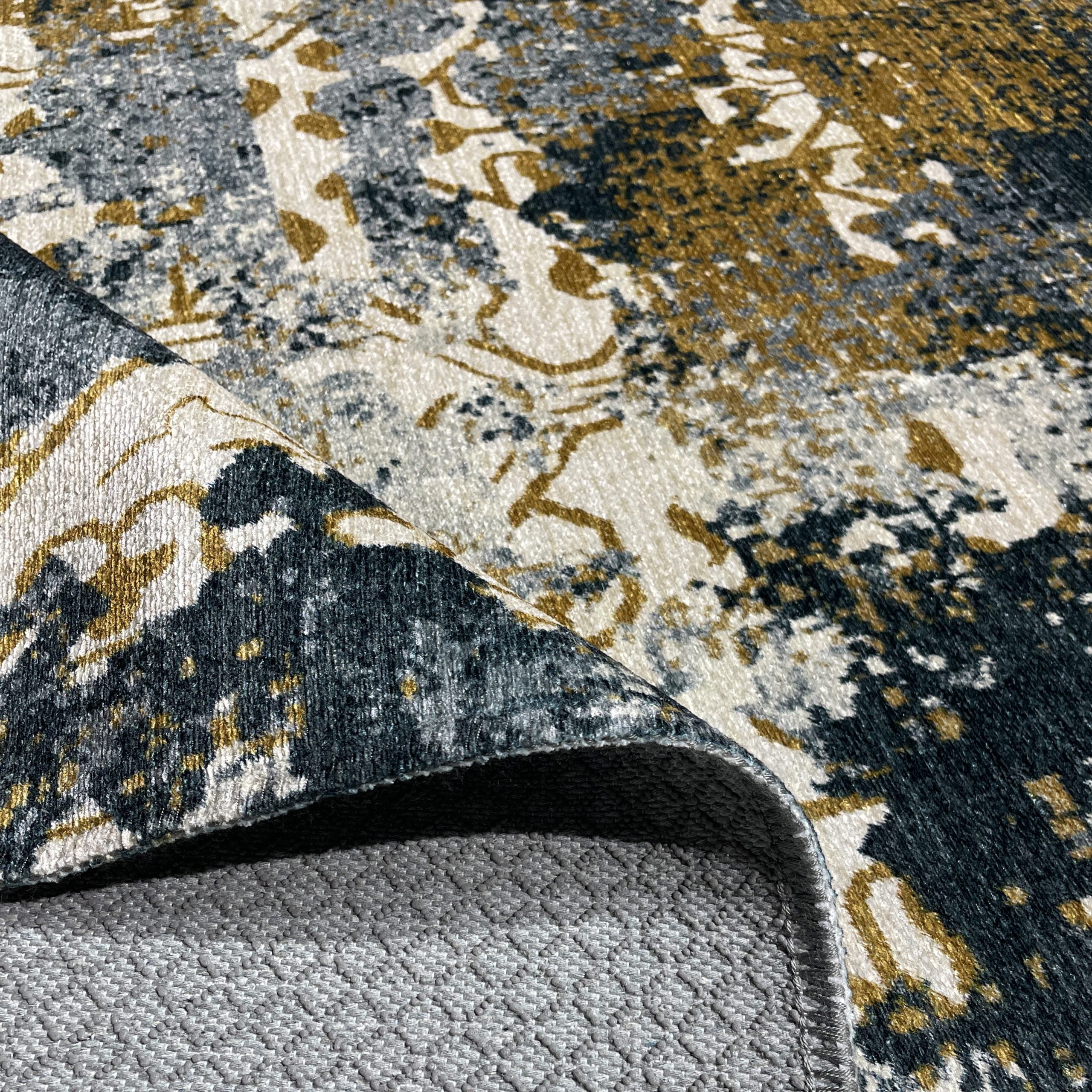 Netline Home Yellow Gold Modern Machine Washable Chenille Rug Design 2263-01 - Gallery Image 4 - Netline Home