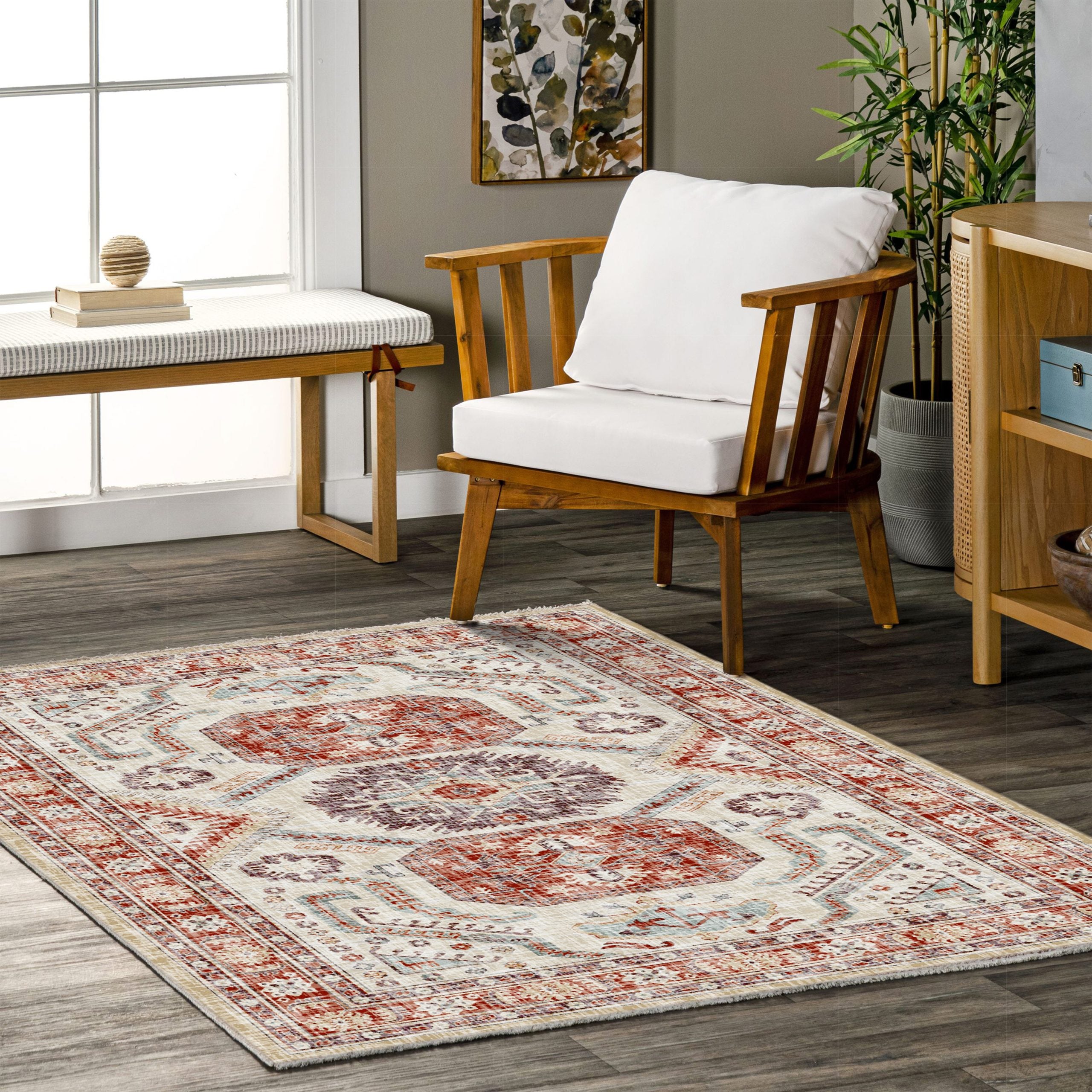 Netline Home Mink Brown Classic Vintage Machine Washable Chenille Rug Design 2266-01 - Gallery Image 5 - Netline Home