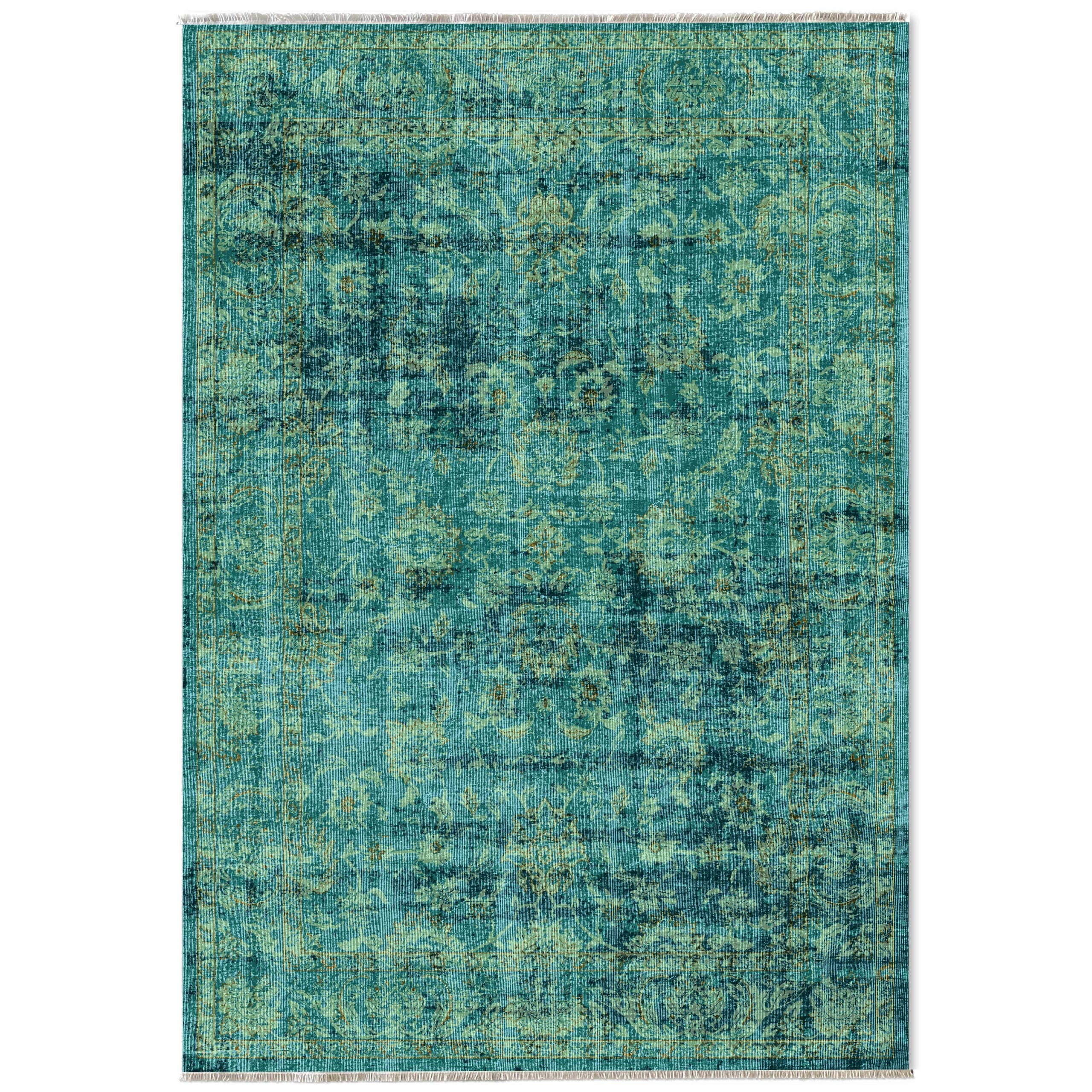 Netline Home Green Khaki Vintage Machine Washable Chenille Rug Design NH7104 - Hilltop Photoshoot - Netline Home