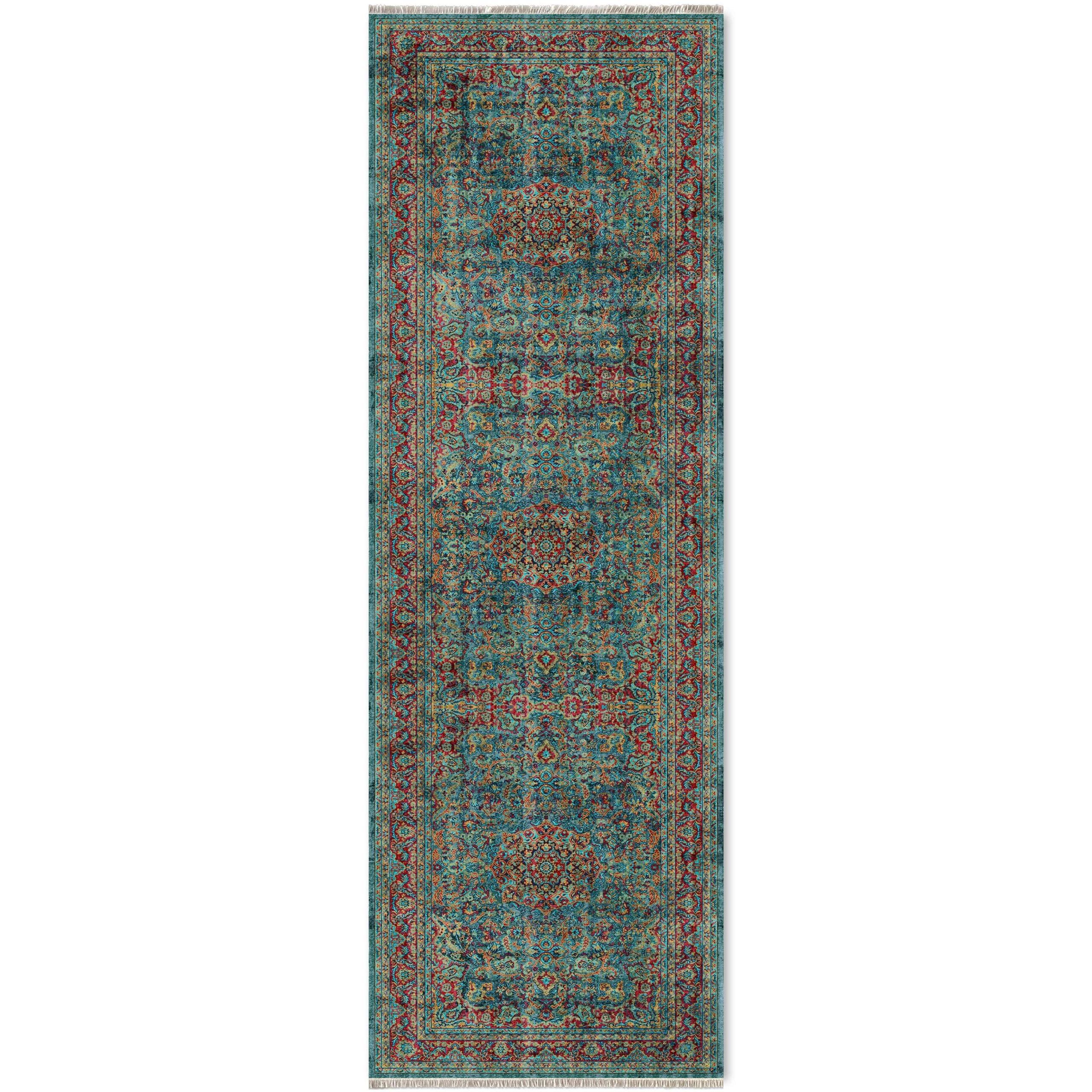 Netline Home Green Khaki Vintage Machine Washable Chenille Rug Design 2275-01 - Gallery Image 7 - Netline Home