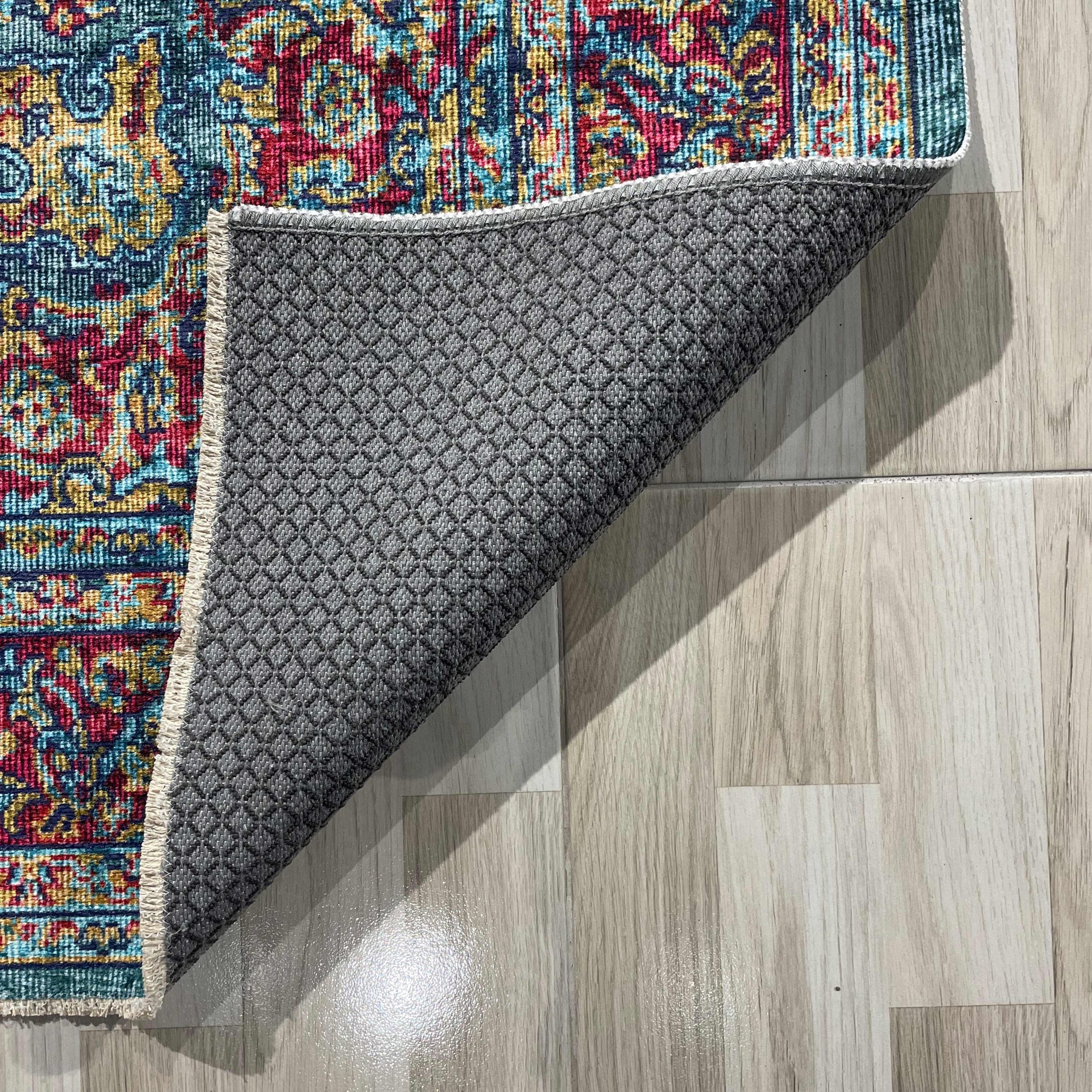Netline Home Green Khaki Vintage Machine Washable Chenille Rug Design NH7105 - Gallery Image 3 - Netline Home