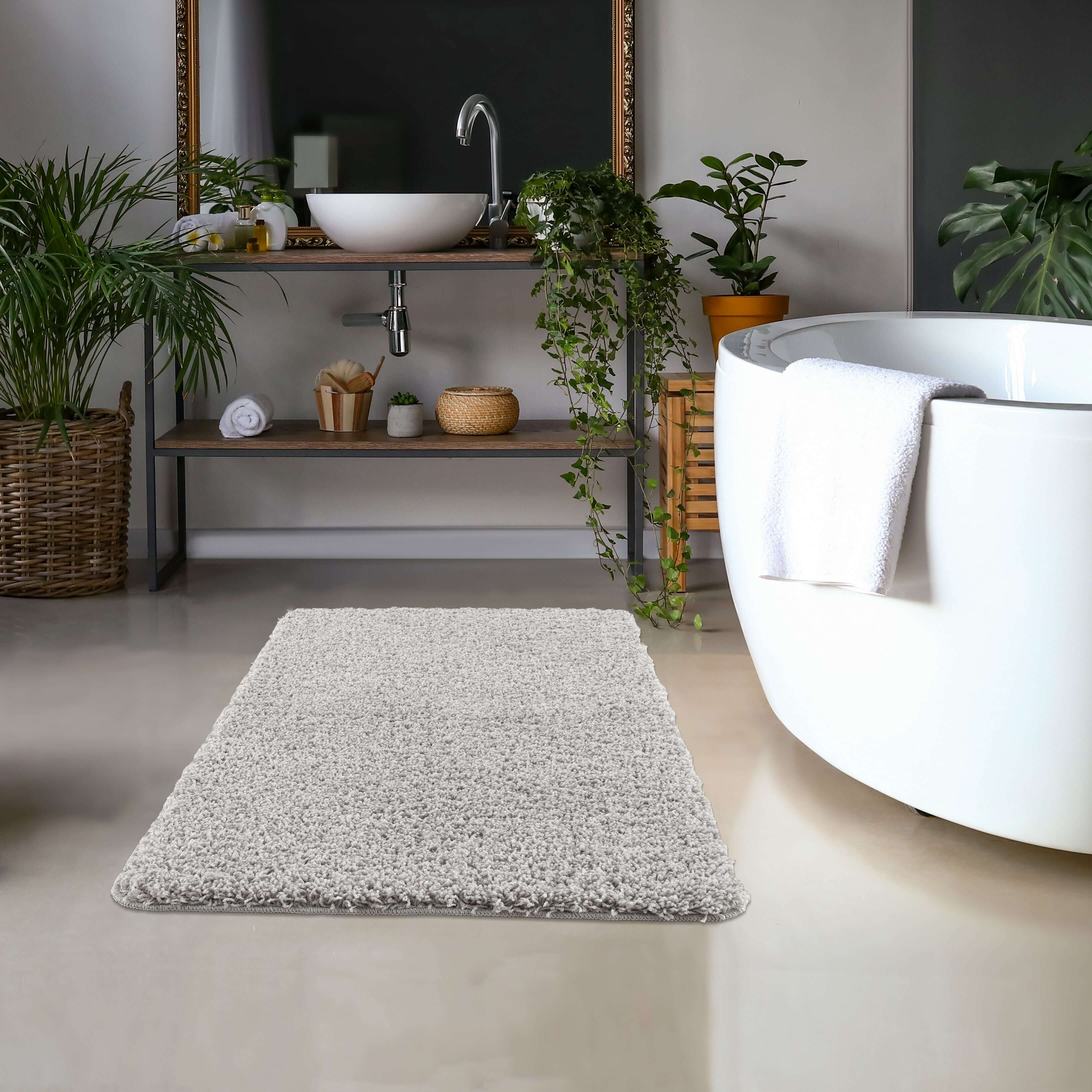 Washable Ghost Grey Shaggy Rug