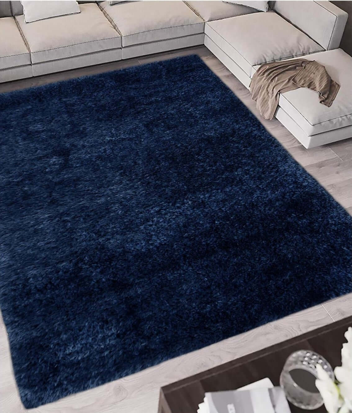 Lagom Navy Shaggy Rug