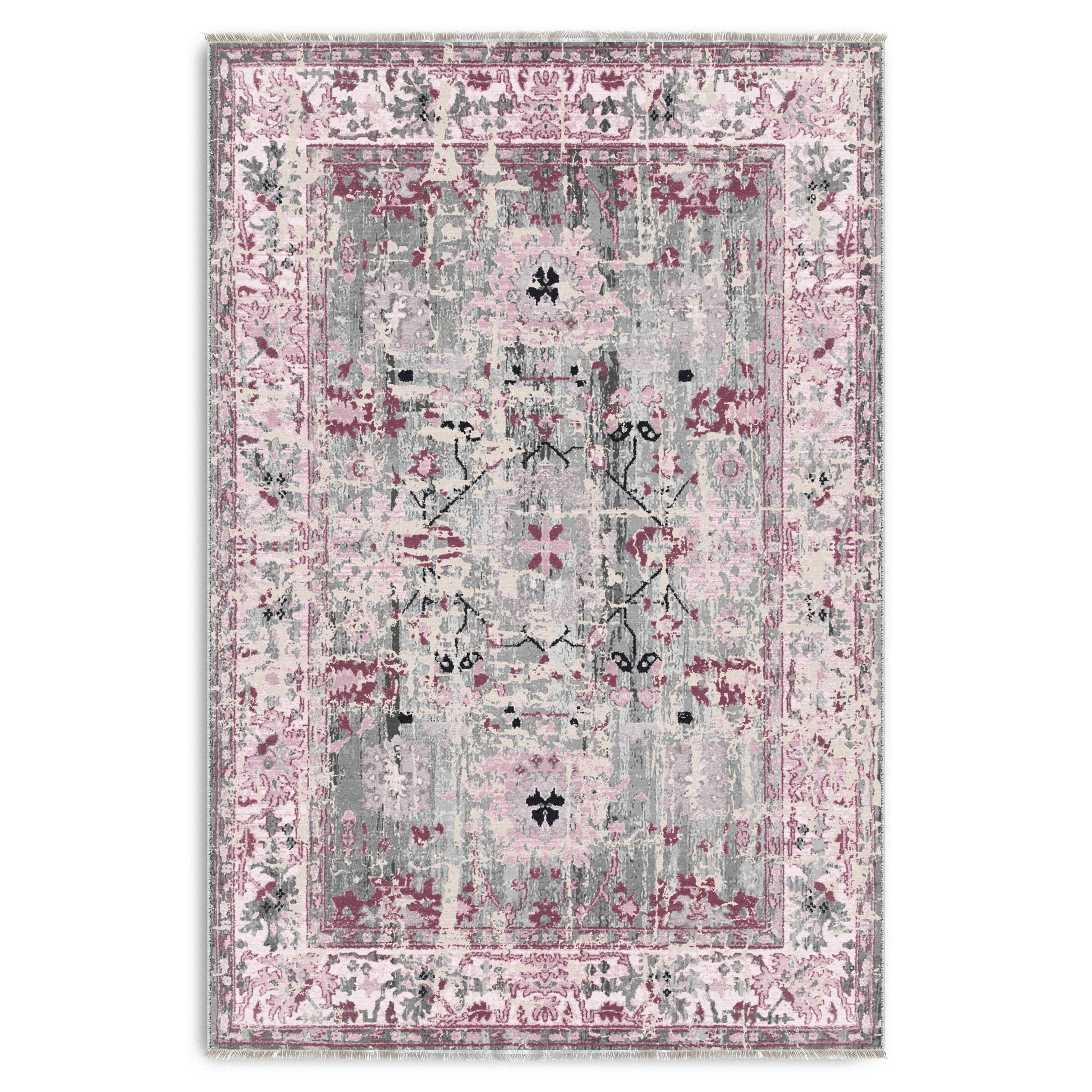 Netline Home Pink Fuchsia Ethnic Classic Vintage Machine Washable Chenille Rug Design NH7156 - Hilltop Photoshoot - Netline Home