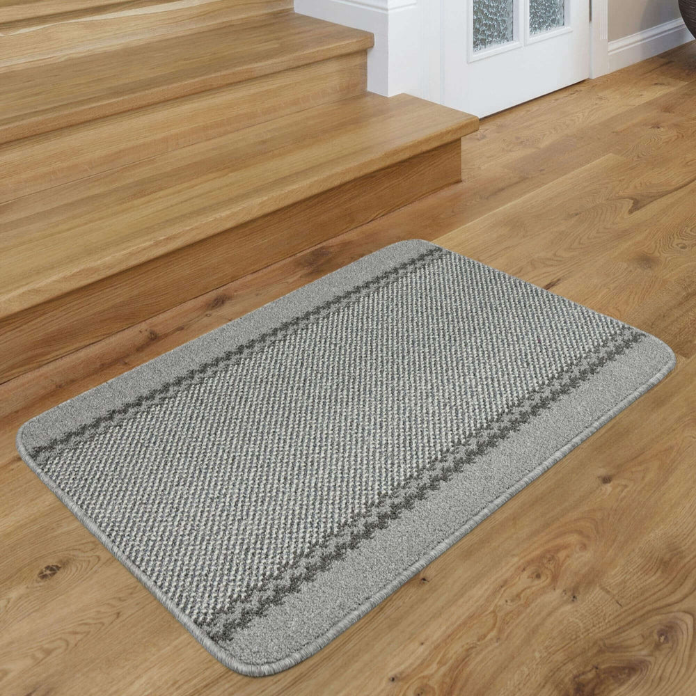 Washable Designer Bordered Grey Rug – 116G